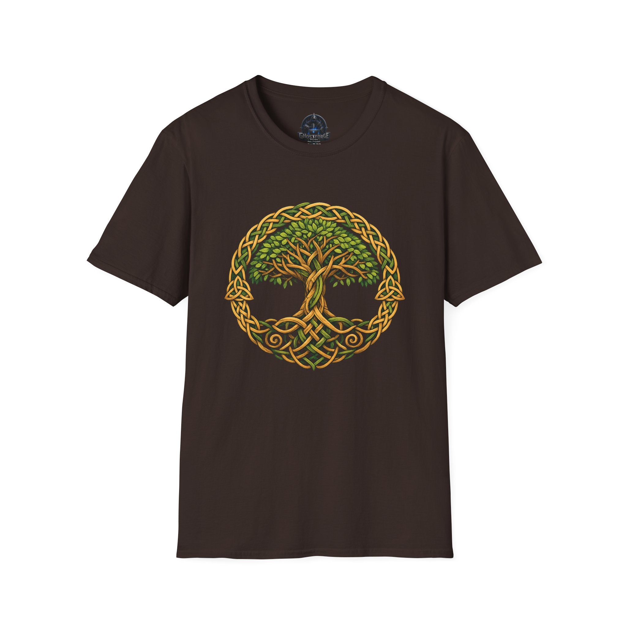 Celtic Tree of Life T-Shirt — Green Knotwork Spiritual Nature Tee