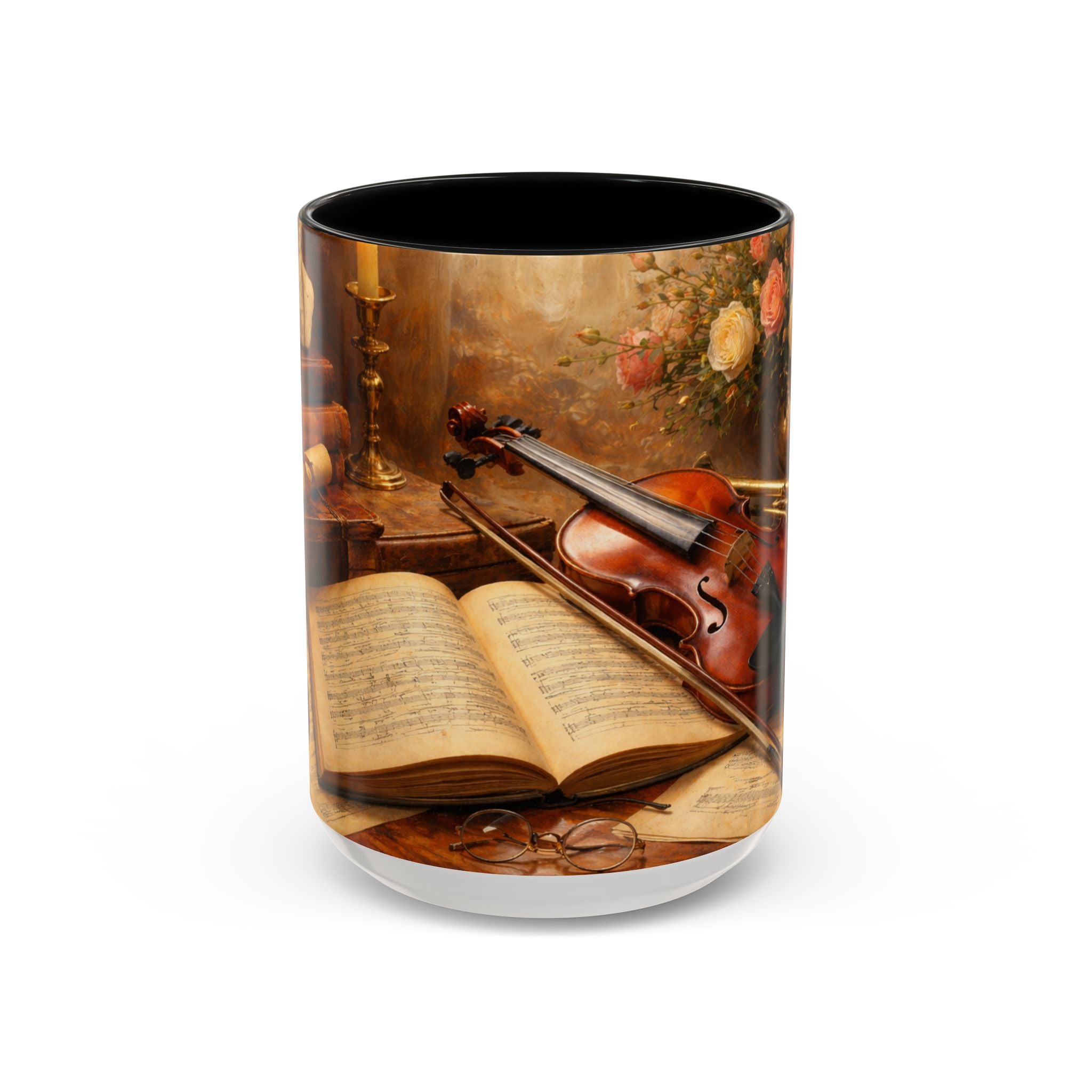 Classical Music Coffee Mug – Classical Music Floral Design (11/15 oz)