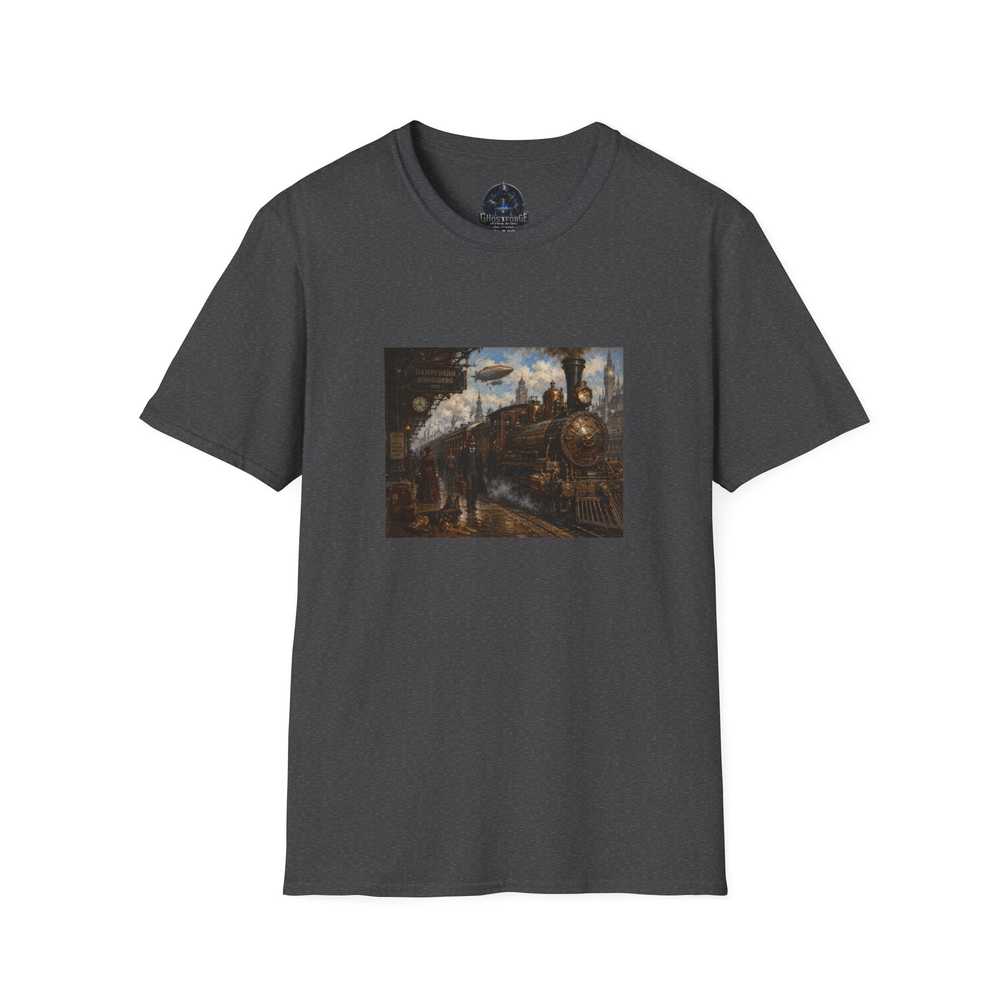Steampunk Steamtrain T‑Shirt — Vintage Airship & Locomotive Art Tee