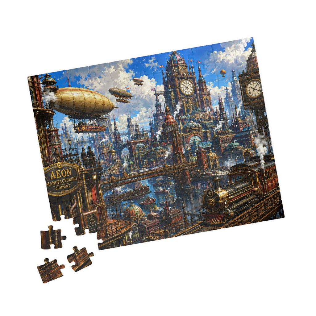 Steampunk Airship City Jigsaw Puzzle — 252/520/1014-Piece Scenic Puzzle