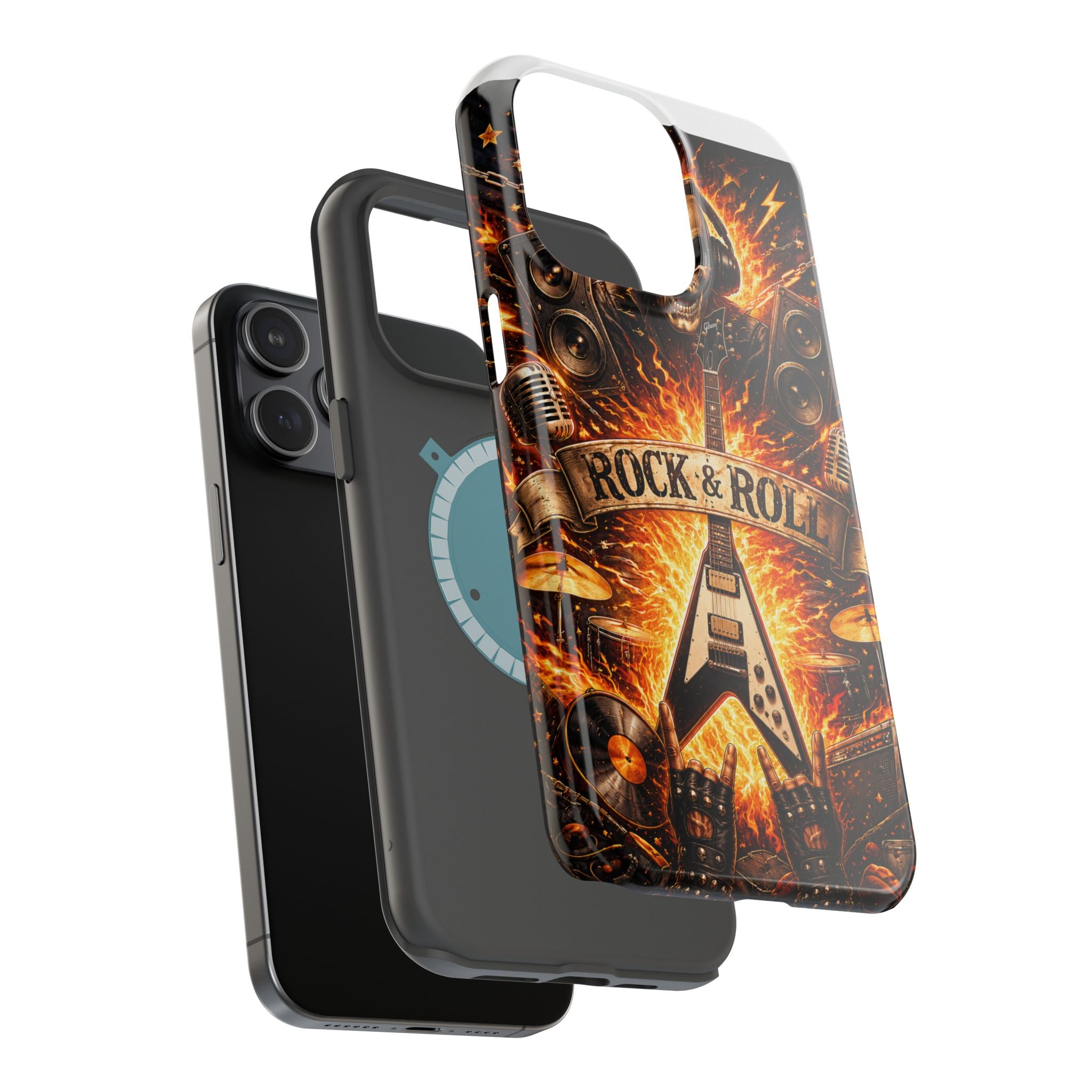 Rock & Roll Skull Guitar Phone Case — Magnetic Impact-Resistant
