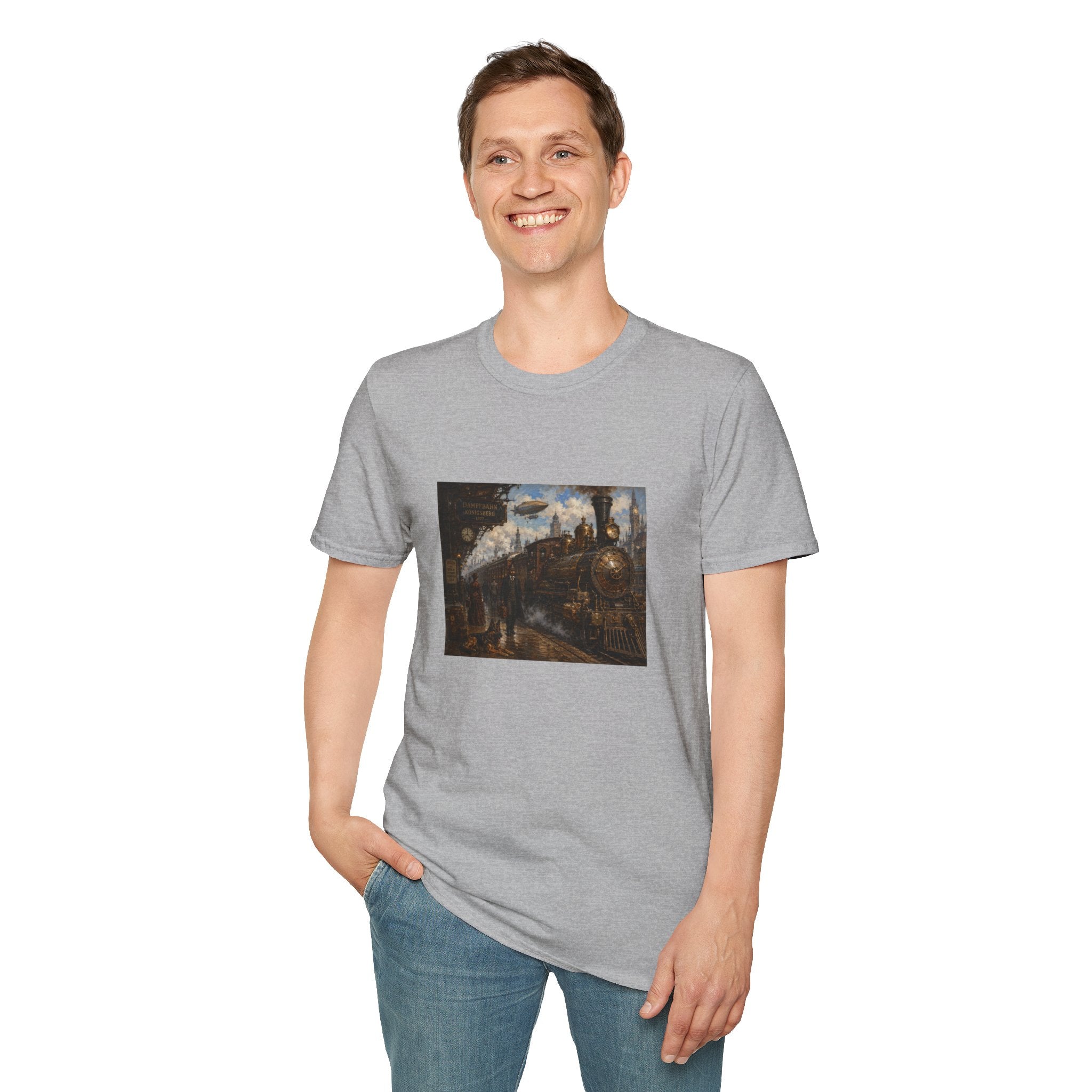 Steampunk Steamtrain T‑Shirt — Vintage Airship & Locomotive Art Tee