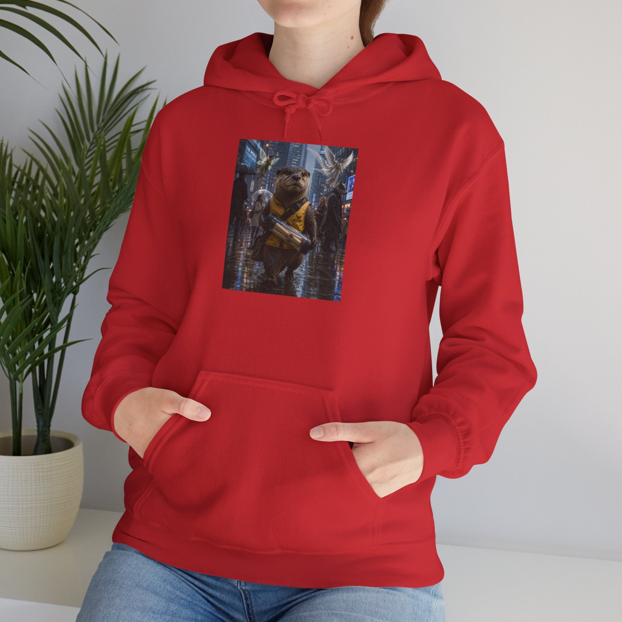 Messenger Otter Hoodie — Urban Wildlife Graphic Sweatshirt