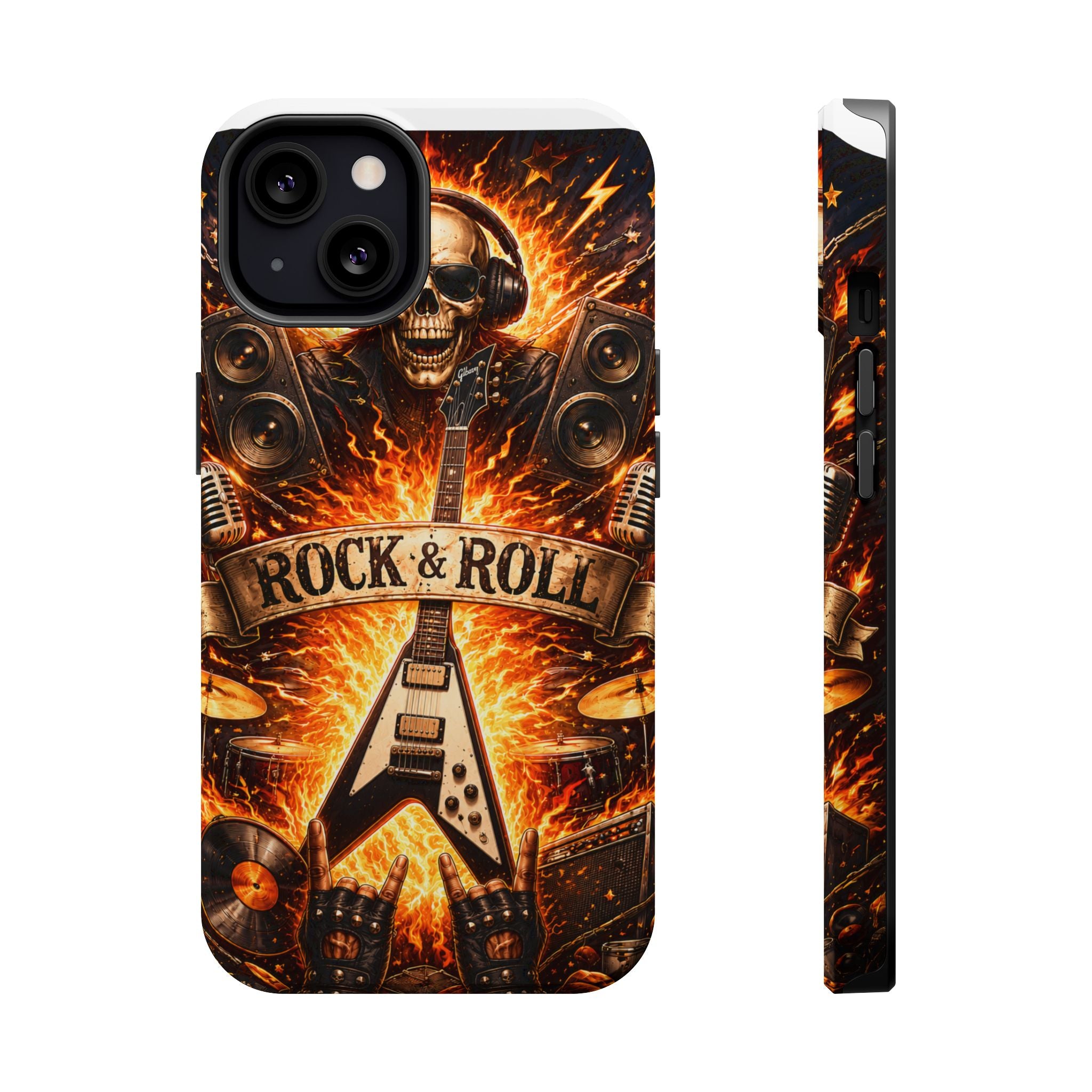 Rock & Roll Skull Guitar Phone Case — Magnetic Impact-Resistant