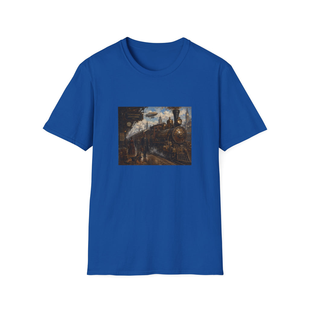 Steampunk Steamtrain T‑Shirt — Vintage Airship & Locomotive Art Tee
