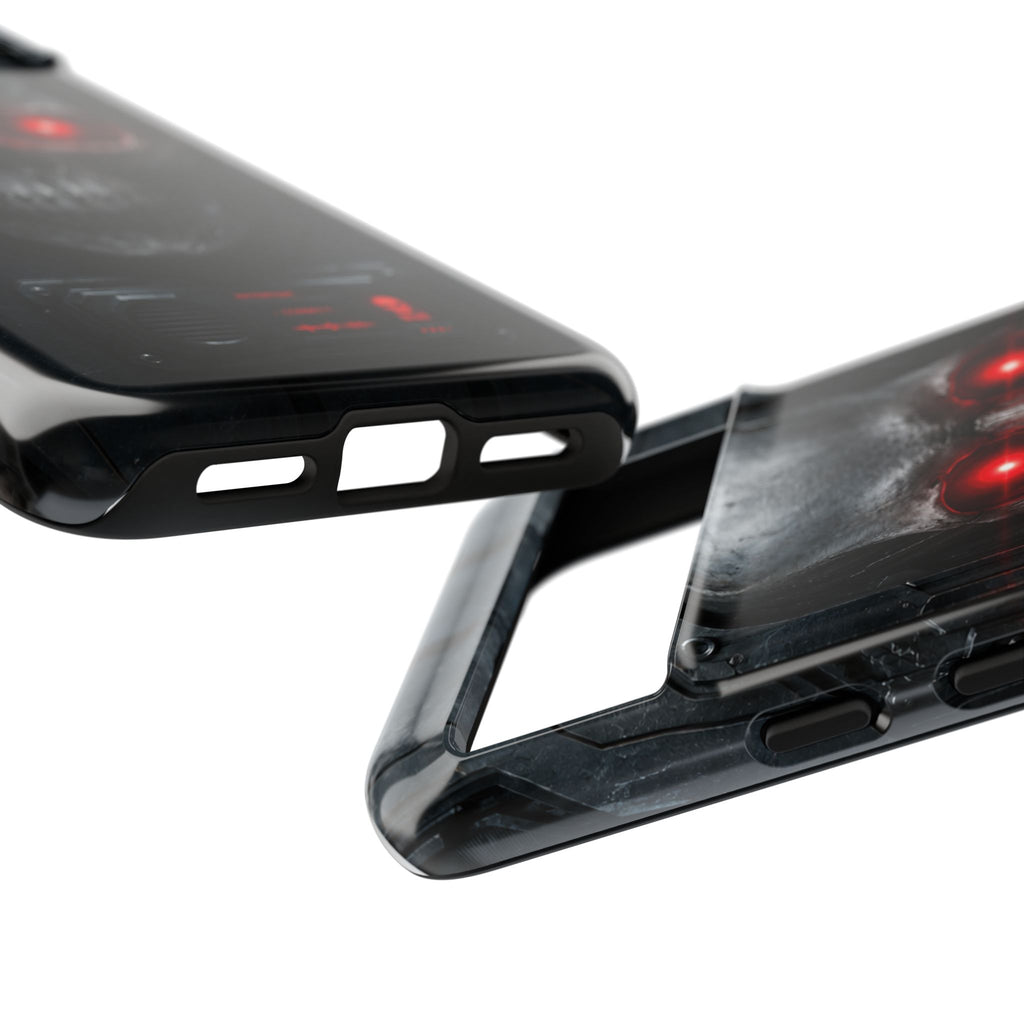 Skull Sentinel Phone Case — Red-Eyed Tactical Skull Protective Case