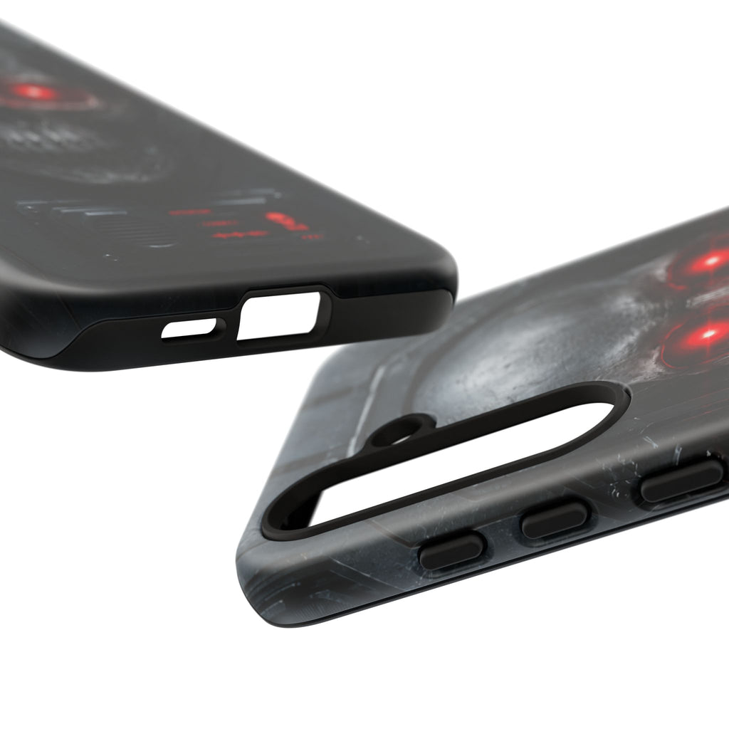 Skull Sentinel Phone Case — Red-Eyed Tactical Skull Protective Case