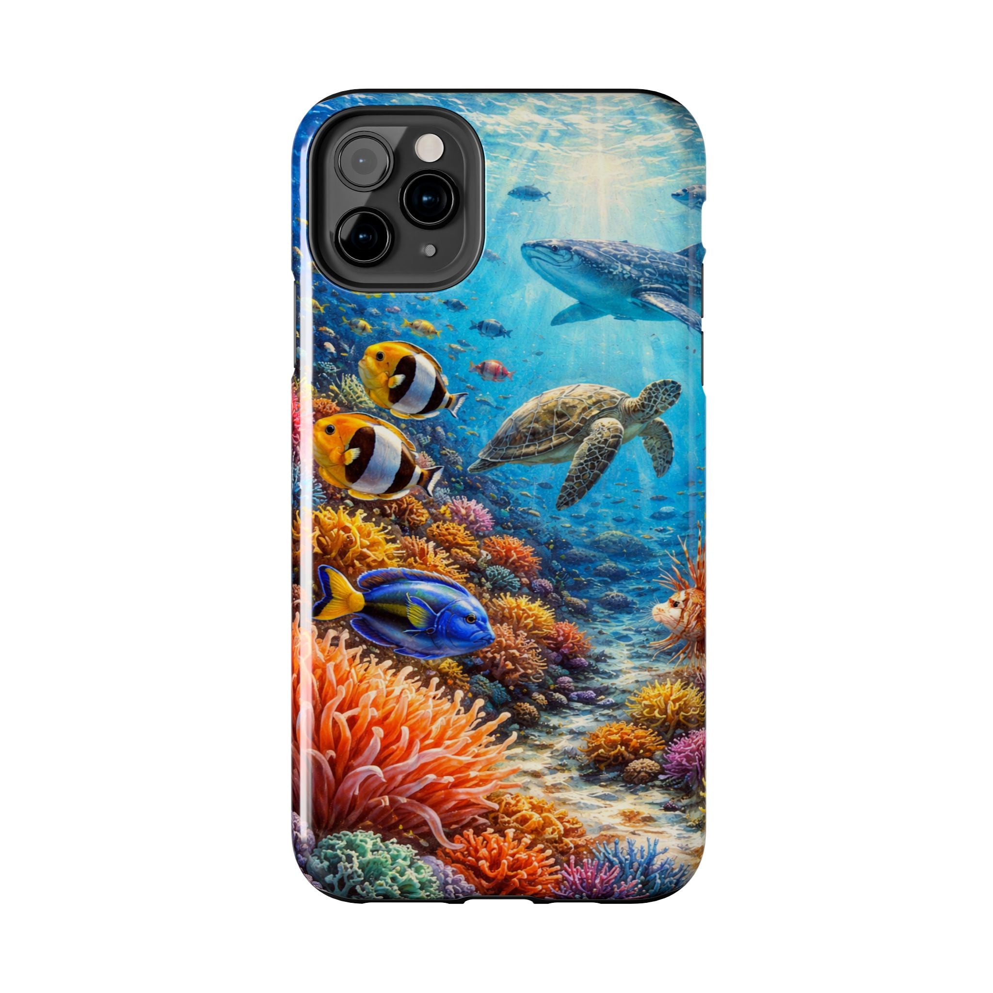 Ocean Reef Tough Phone Case — Colorful Sea Turtle & Tropical Fish Design