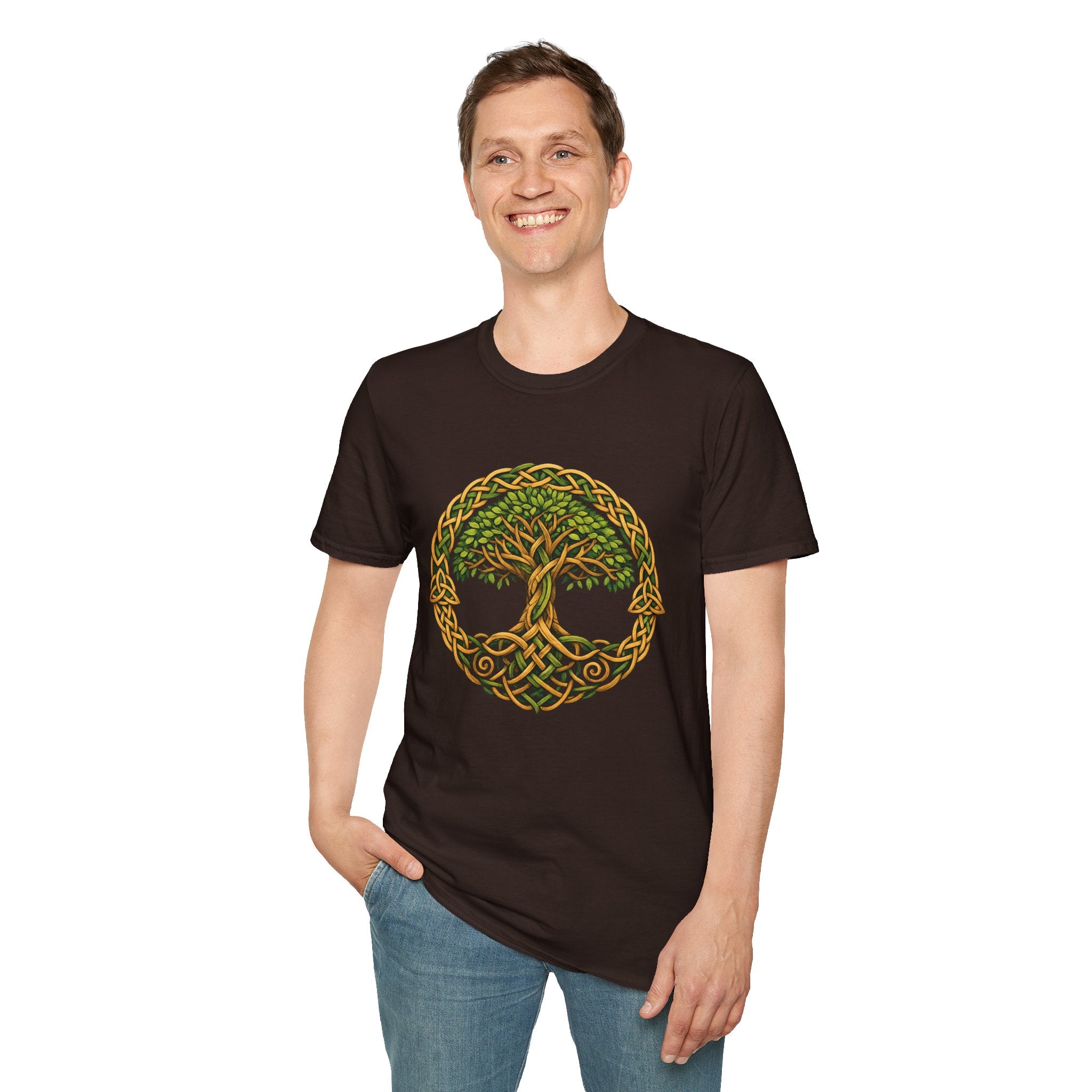 Celtic Tree of Life T-Shirt — Green Knotwork Spiritual Nature Tee