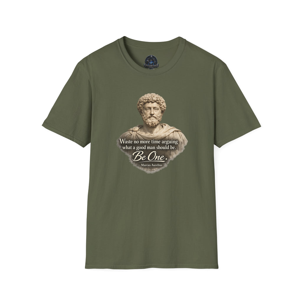 Marcus Aurelius Bust T-Shirt – “Waste No More Time...” Stoic Quote Tee