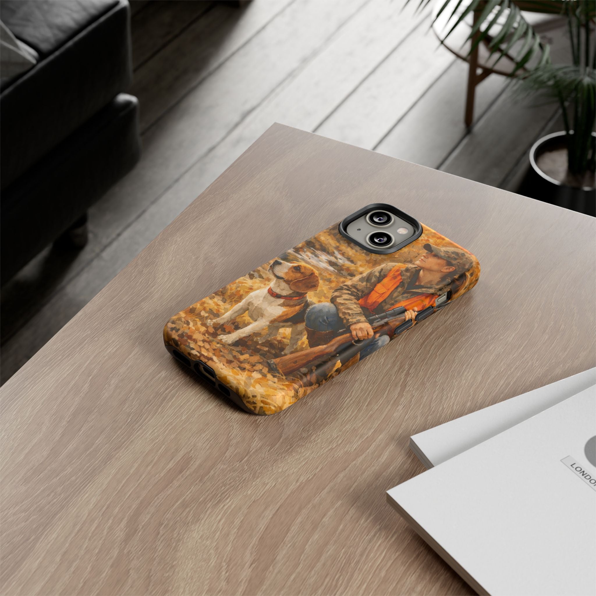 Hunter and Beagle Phone Case — Hunting Dog Autumn Camouflage iPhone Cover