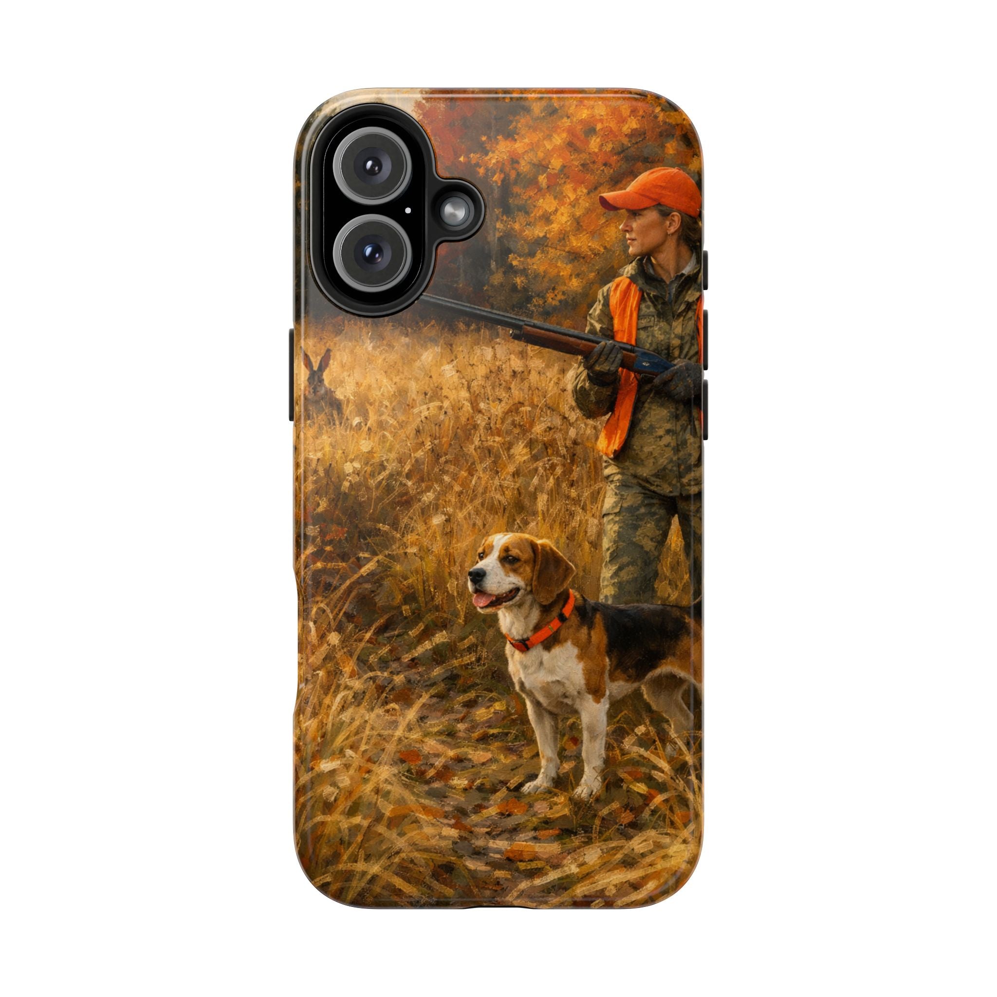 Hunting Scene Tough Phone Case — Hunter & Beagle Autumn Field Protective Cover