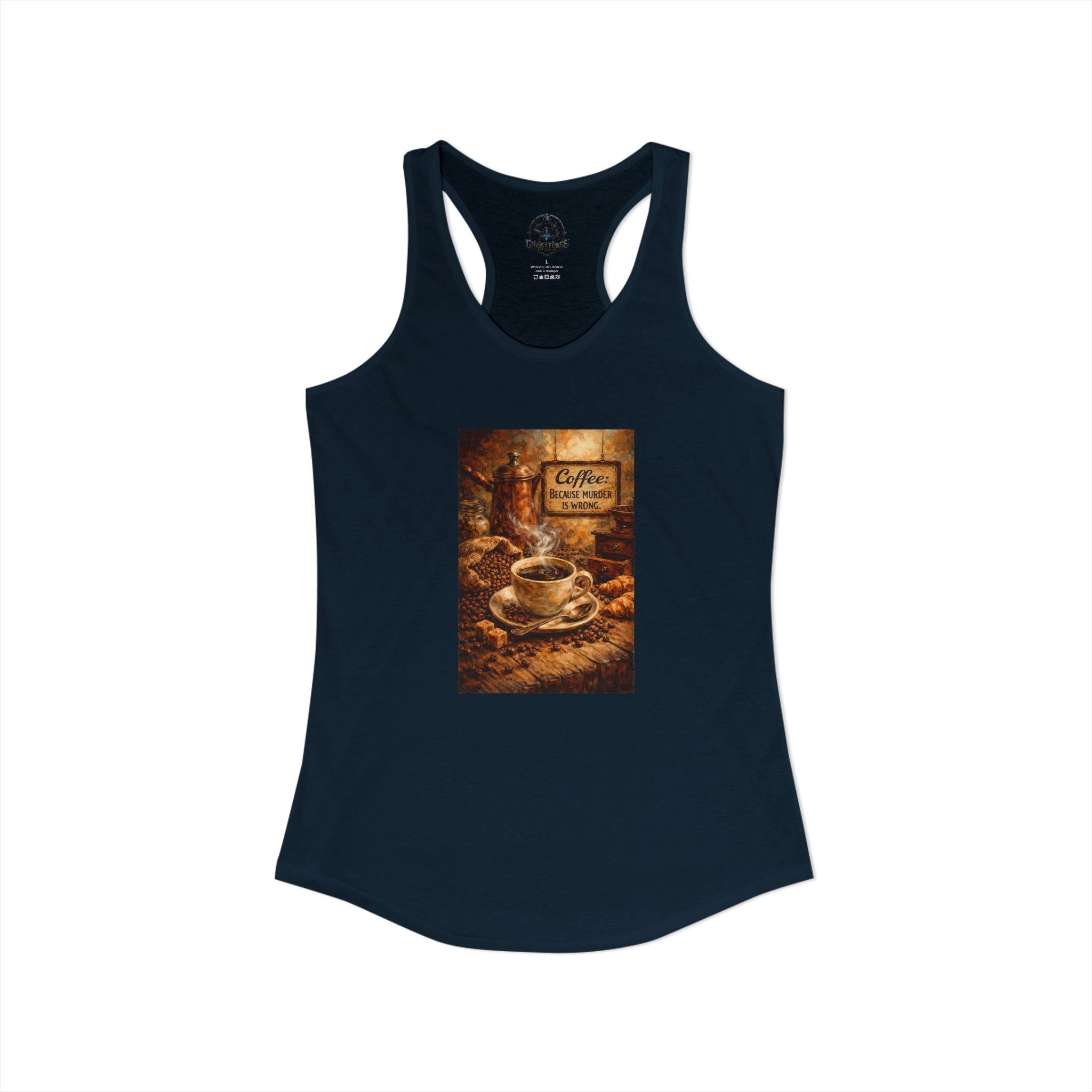 Women's Ideal Racerback Tank - "Coffee B/c Murder is wrong"