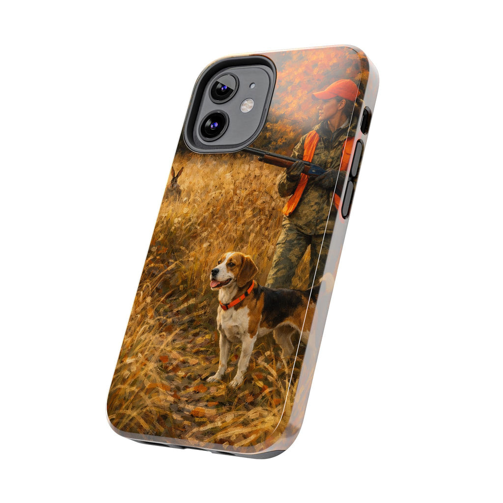 Hunting Scene Tough Phone Case — Hunter & Beagle Autumn Field Protective Cover