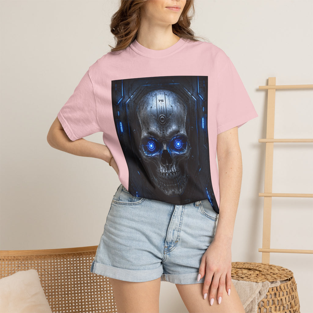 Blue Cyber Skull T-shirt | Futuristic Skull Graphic Tee