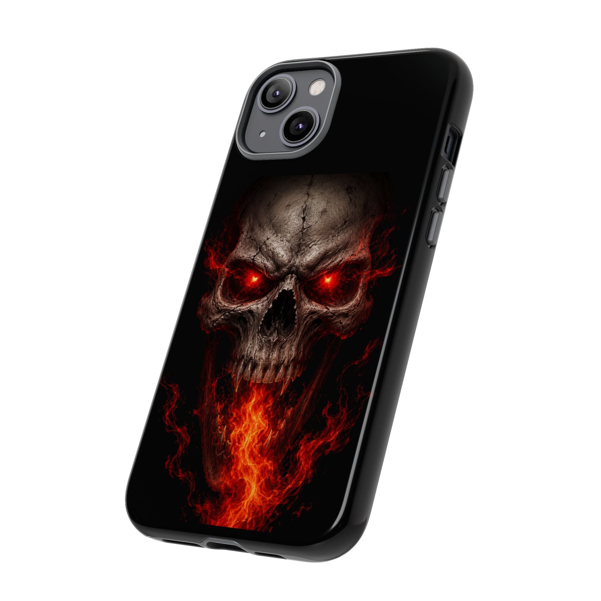 Flaming Skull Tough Case — Heavy-Duty Phone Case with Red-Eye Skull Design
