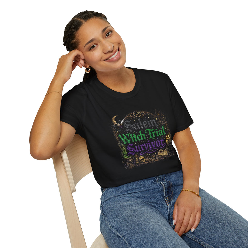 Witch Trial Survivor T-Shirt — Salem Gothic Halloween Graphic Tee