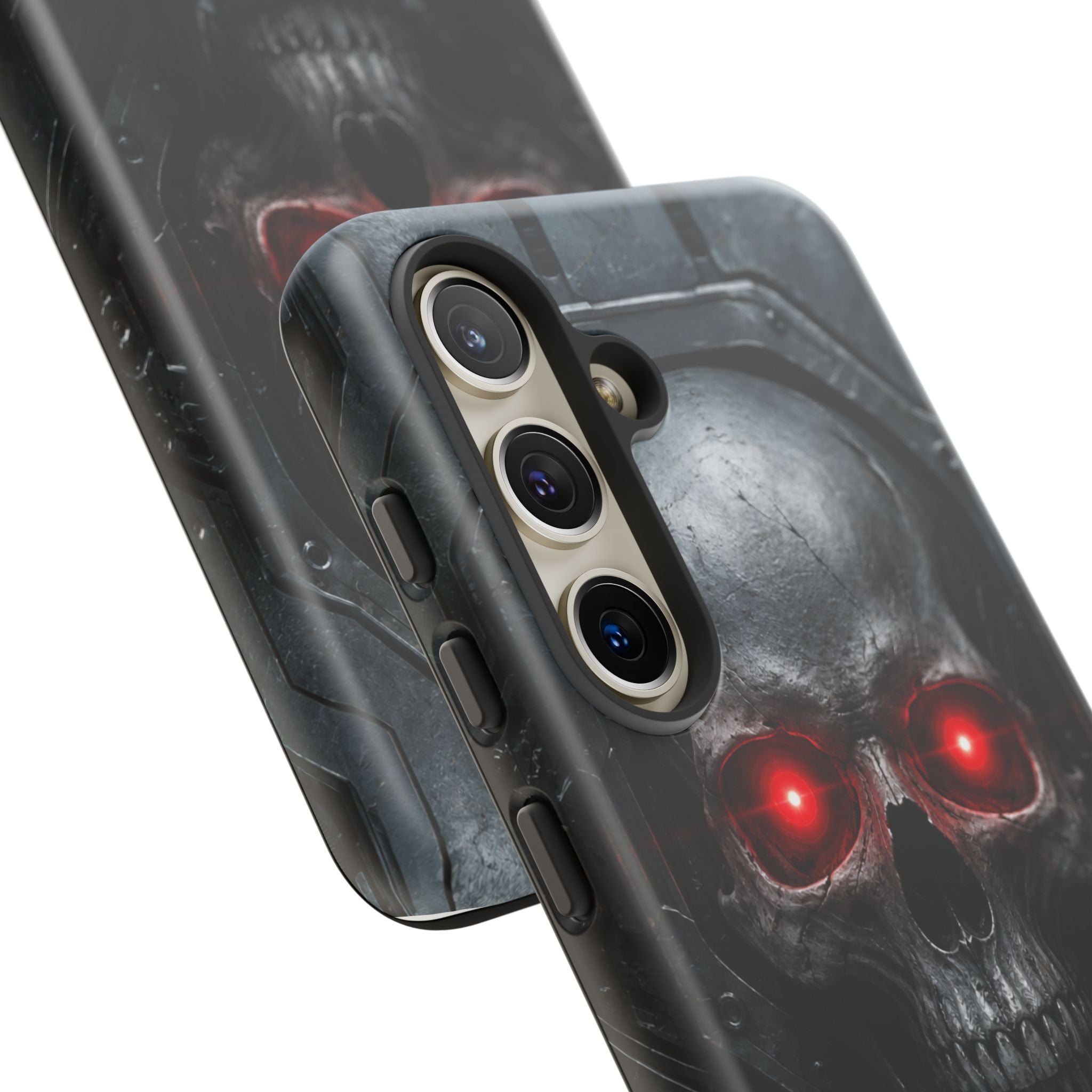 Skull Sentinel Phone Case — Red-Eyed Tactical Skull Protective Case
