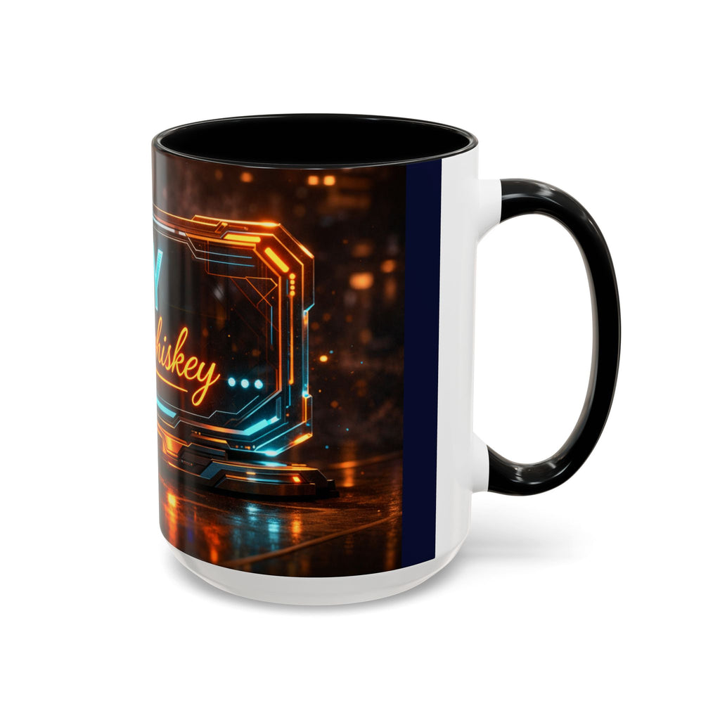 Coffee Mug — Neon Sign “May Contain Whiskey” Accent Mug (11/15 oz)