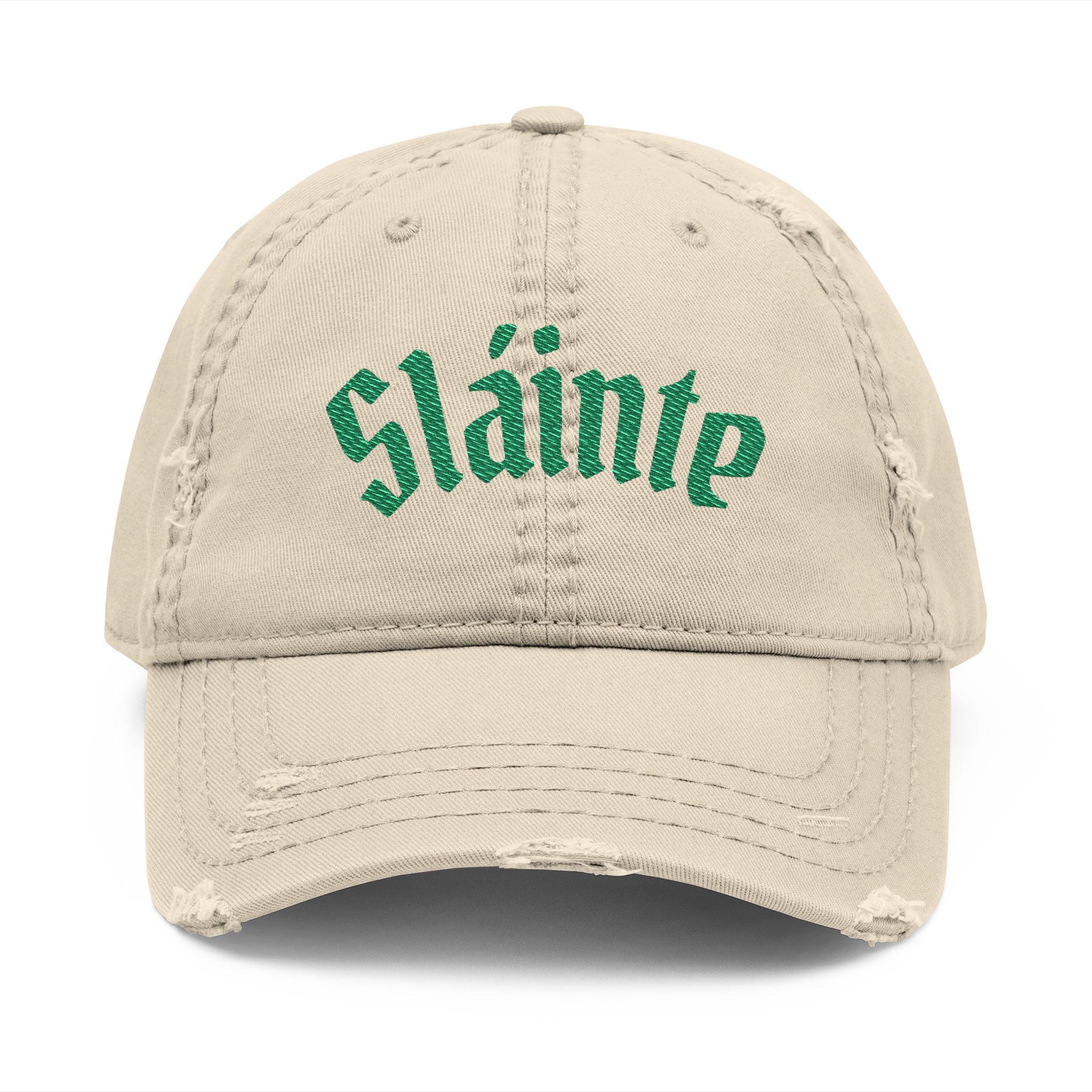 Sláinte Distressed Embroidered Dad Hat — Irish Cheers Baseball Cap
