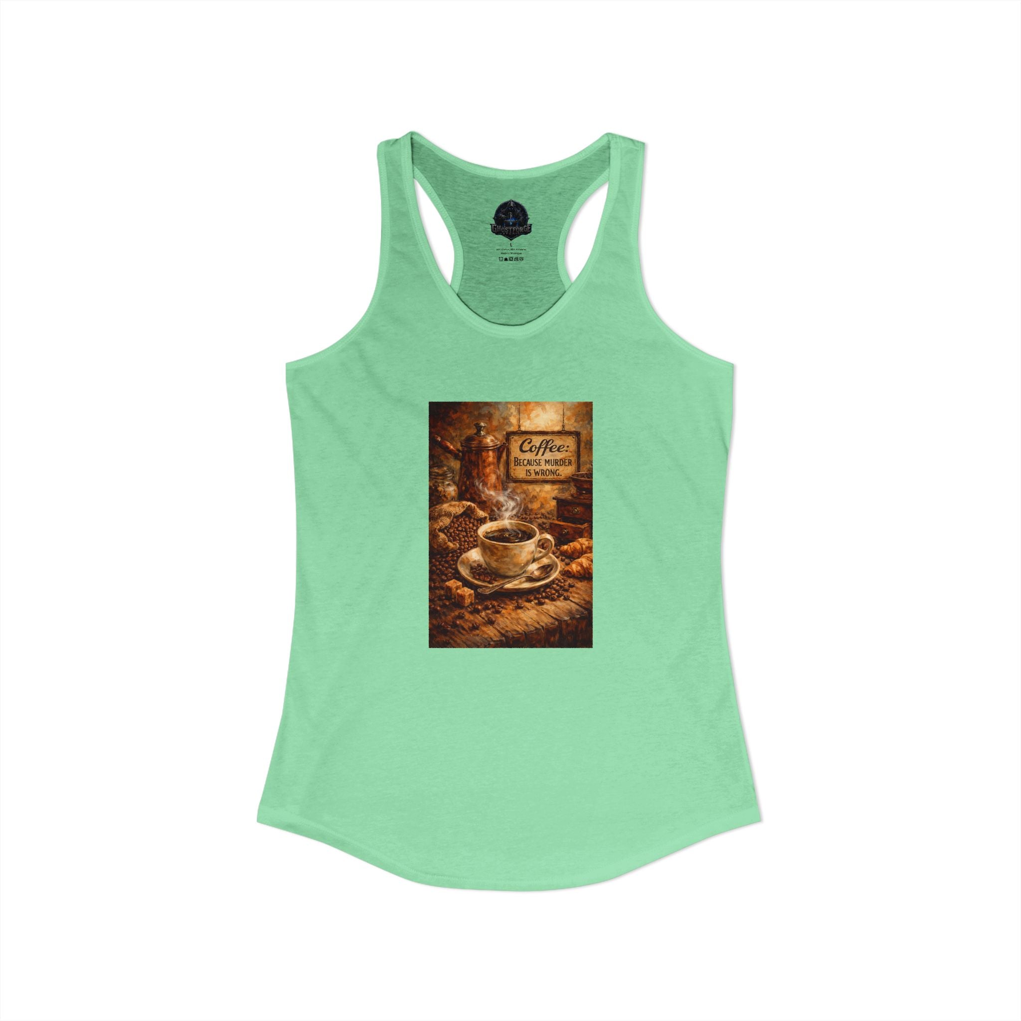 Women's Ideal Racerback Tank - "Coffee B/c Murder is wrong"
