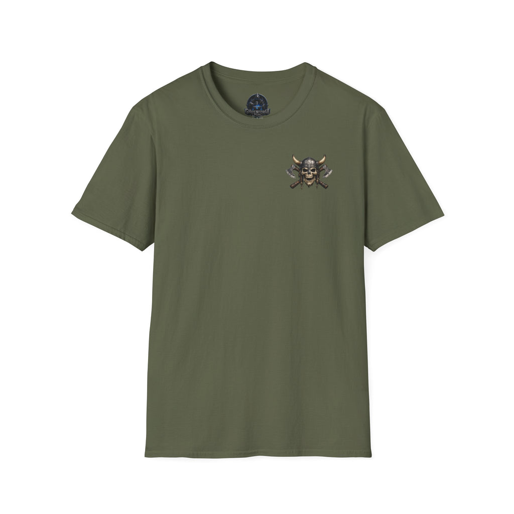 Valhalla Skull & Crossed Axes T-Shirt — Viking Pirate Chest Logo
