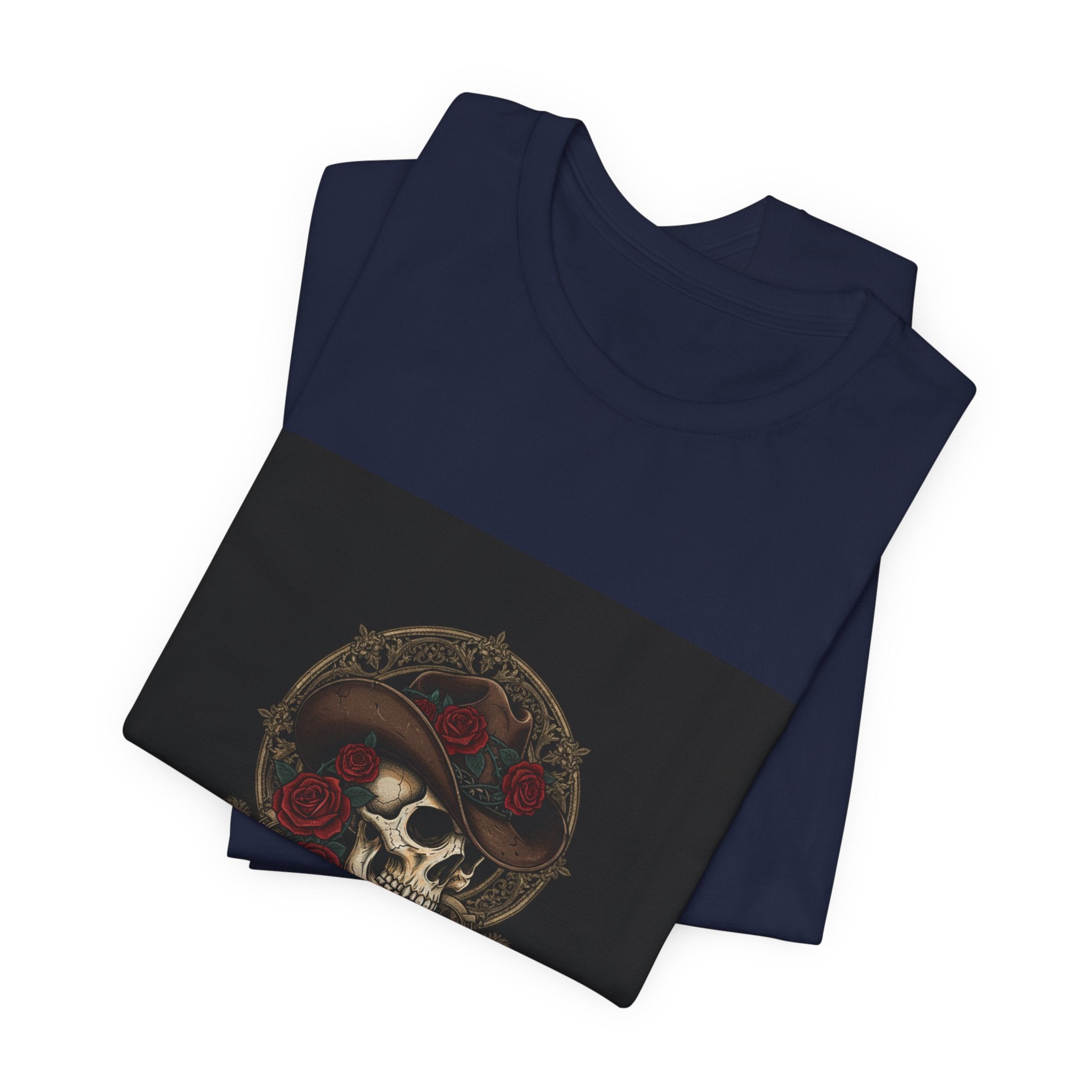 Ride or Die Skull Cowboy Tee | western skull art, gothic Americana