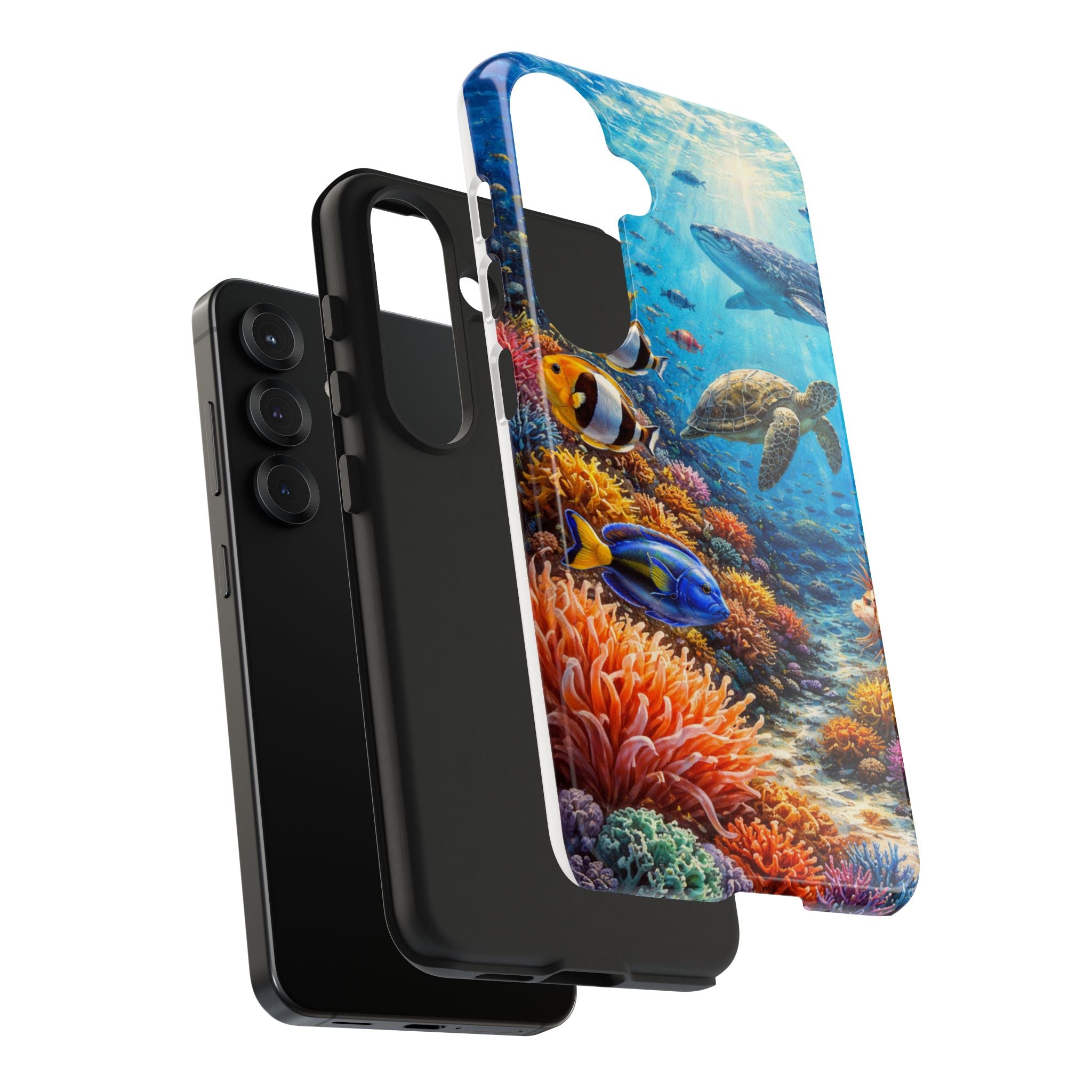 Ocean Reef Tough Phone Case — Colorful Sea Turtle & Tropical Fish Design