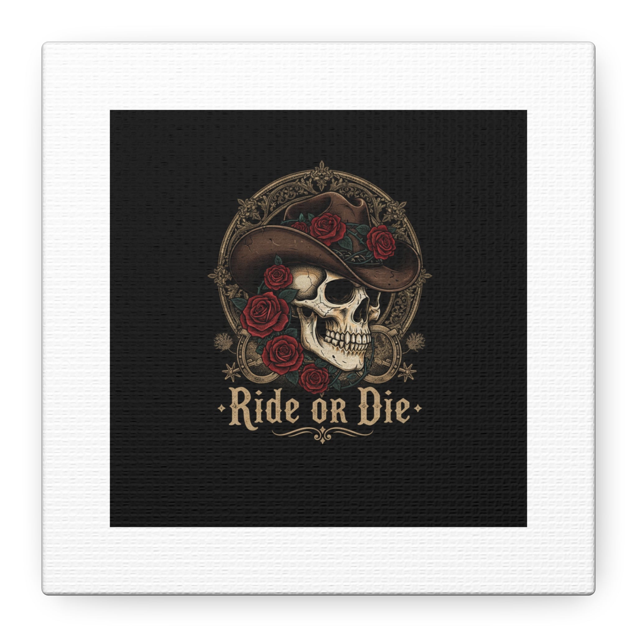 Ride or Die Skull Canvas | Western Skull Art, Gothic Americana