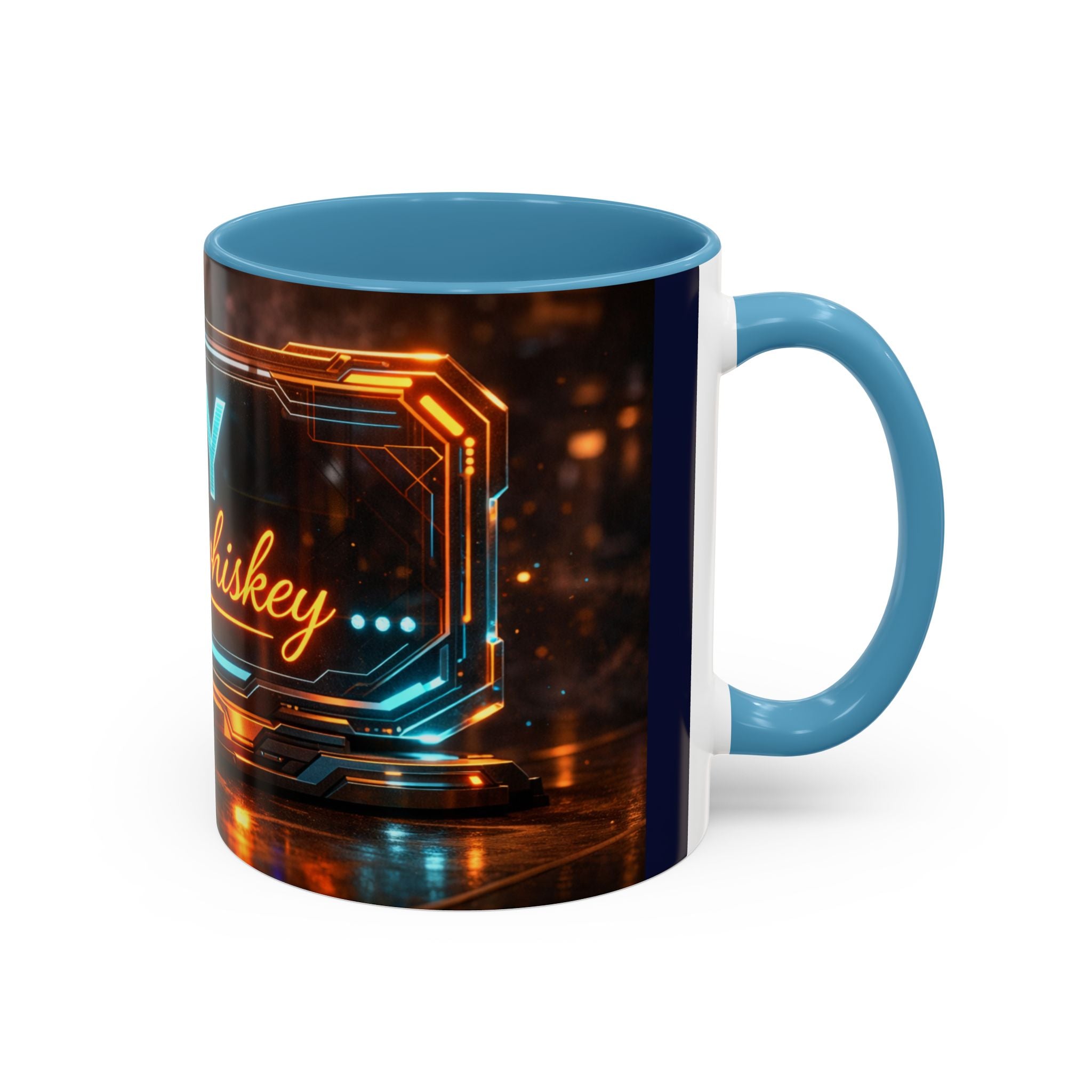Coffee Mug — Neon Sign “May Contain Whiskey” Accent Mug (11/15 oz)