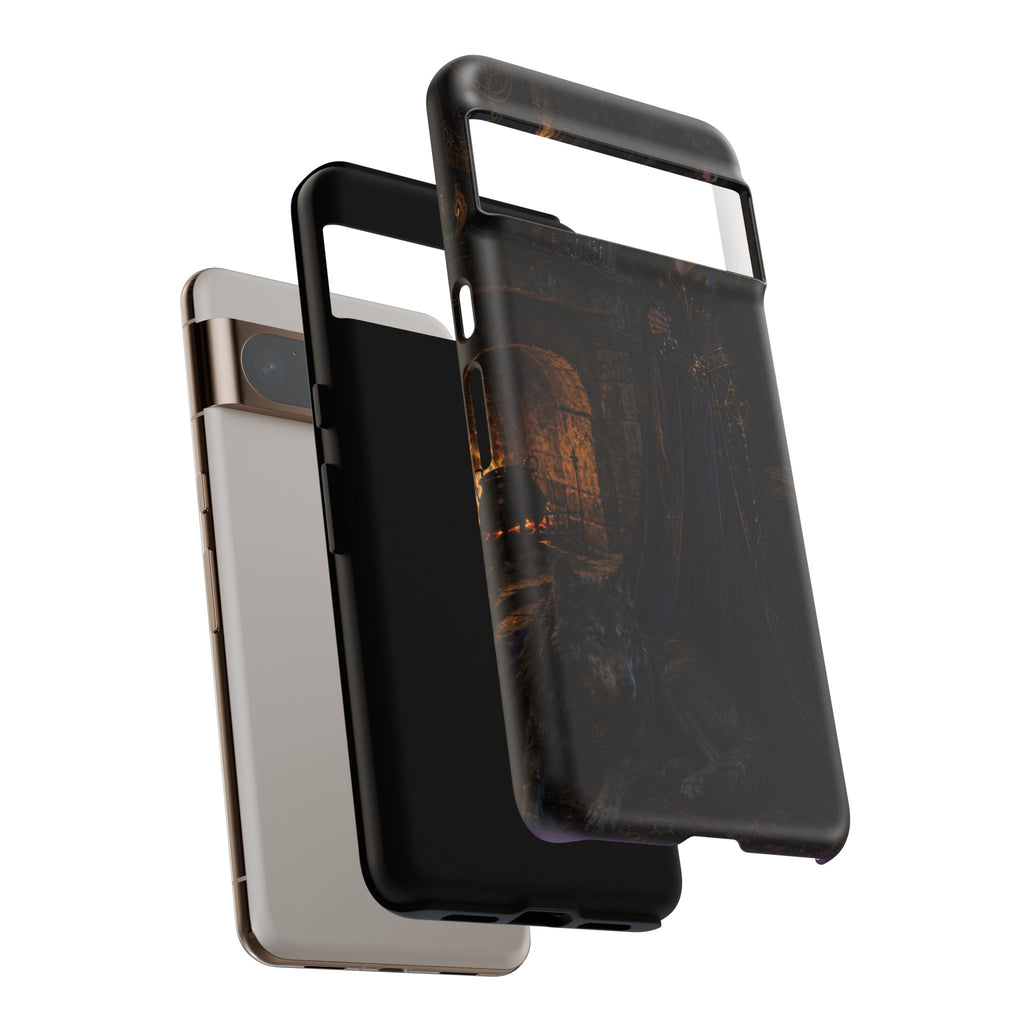 Gothic Witch Phone Case — Dark Fantasy Wolf & Fireplace Tough Case