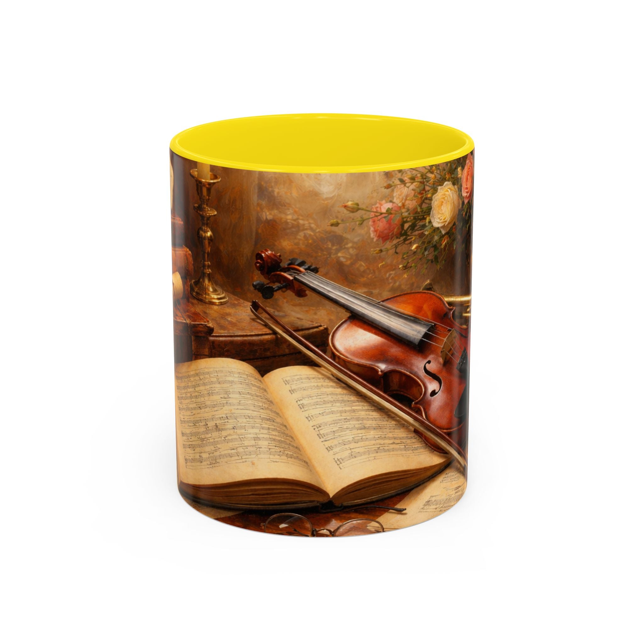 Classical Music Coffee Mug – Classical Music Floral Design (11/15 oz)