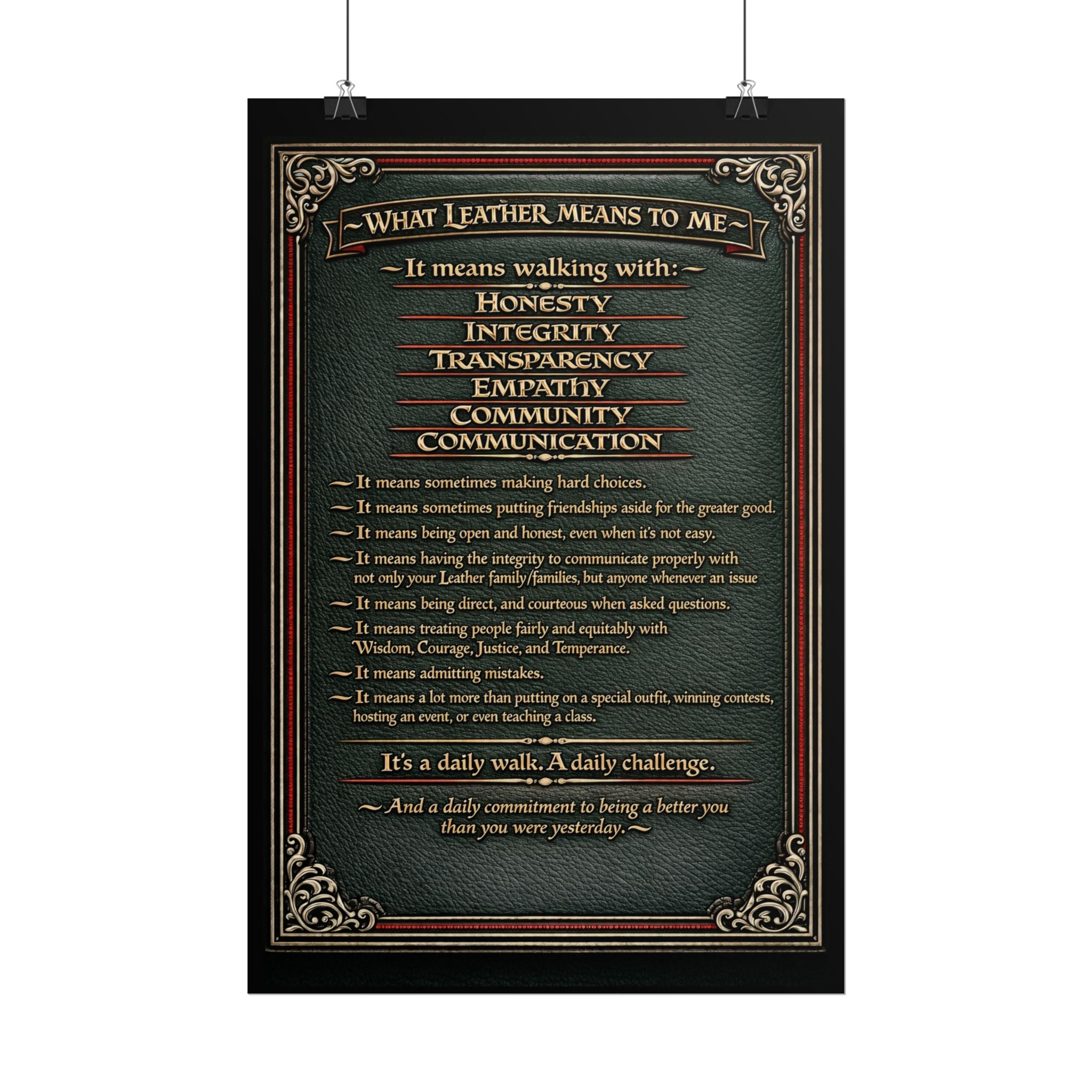 Leatherman Poster — "What Leather Means to Me" Inspirational Workshop Poster