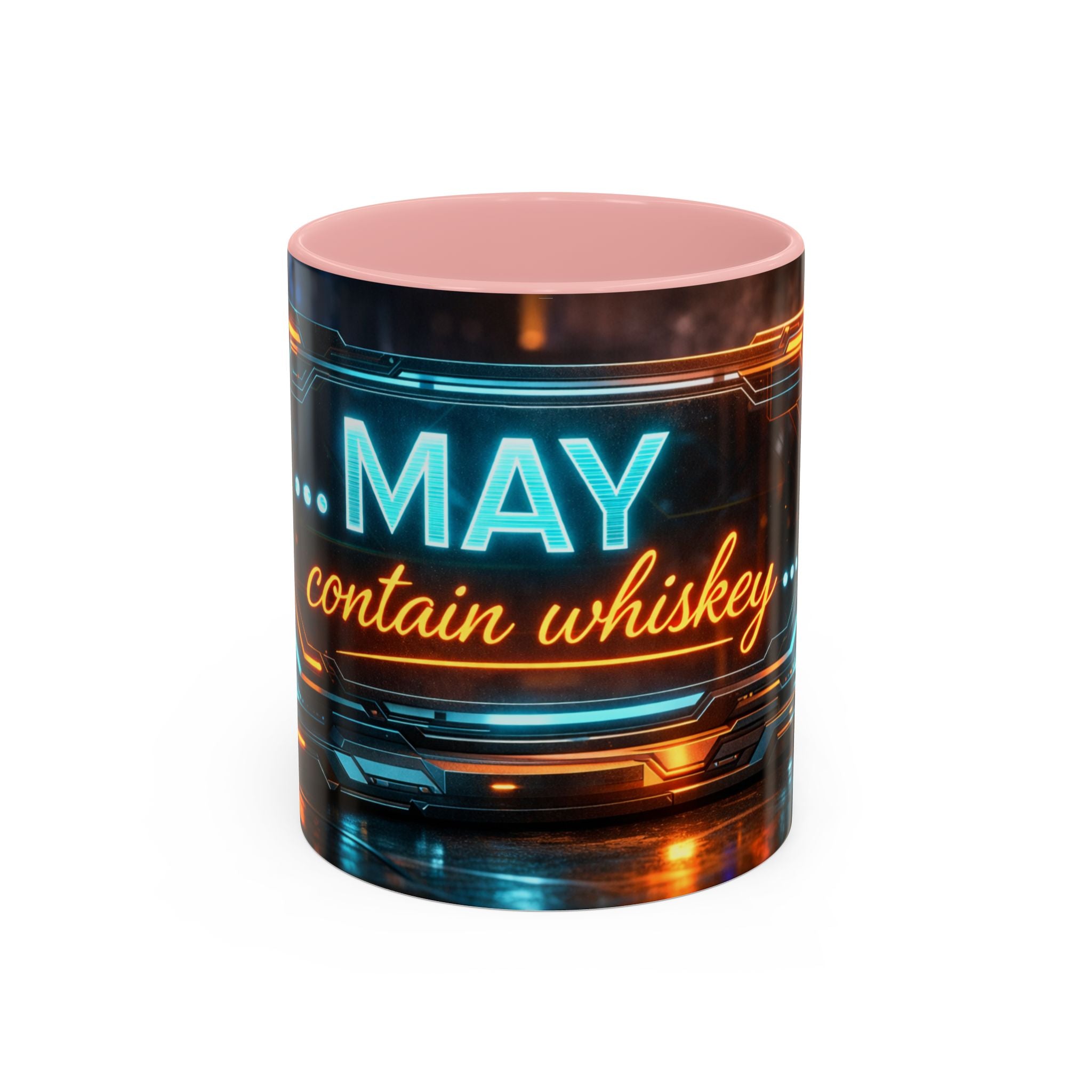Coffee Mug — Neon Sign “May Contain Whiskey” Accent Mug (11/15 oz)