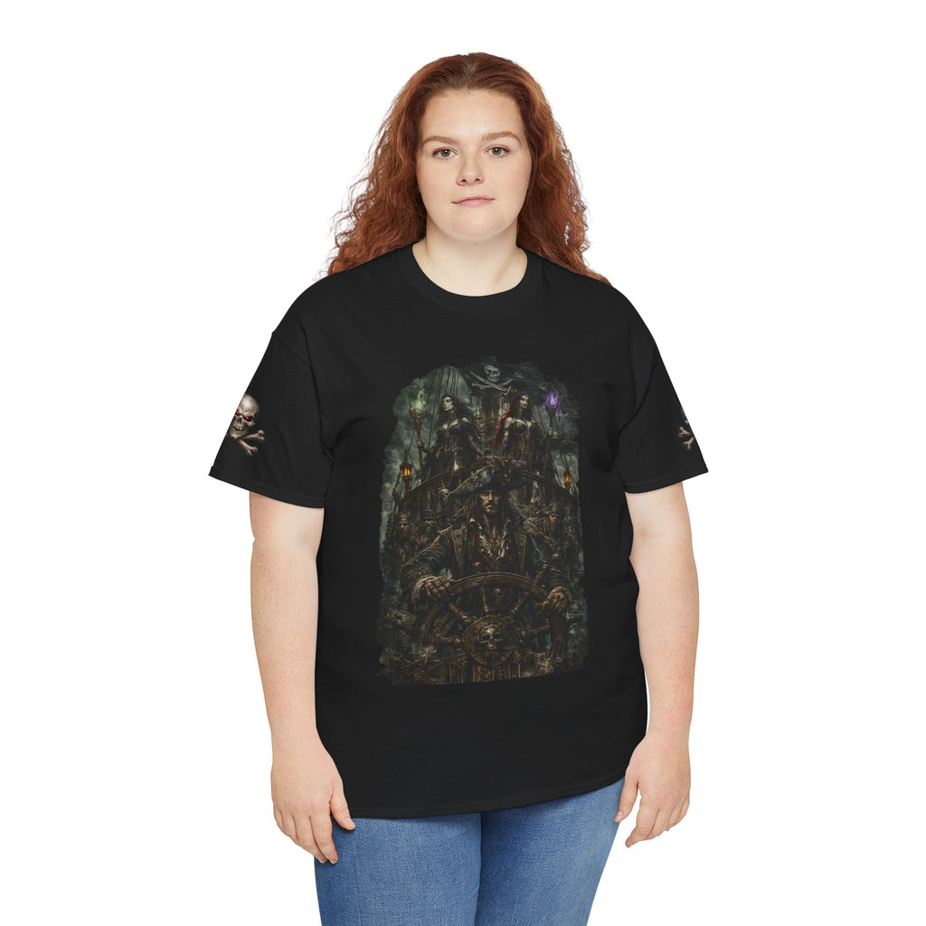 Premium Dark Pirate Mutineer T-Shirt — Dark Skull & Nautical Gothic Graphic Tee