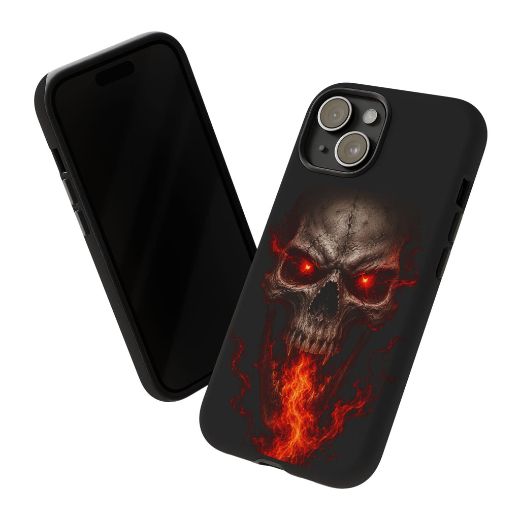 Flaming Skull Tough Case — Heavy-Duty Phone Case with Red-Eye Skull Design