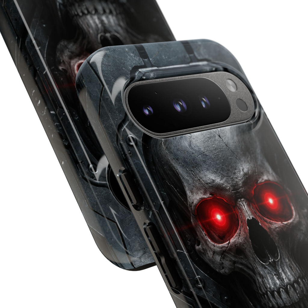 Skull Sentinel Phone Case — Red-Eyed Tactical Skull Protective Case