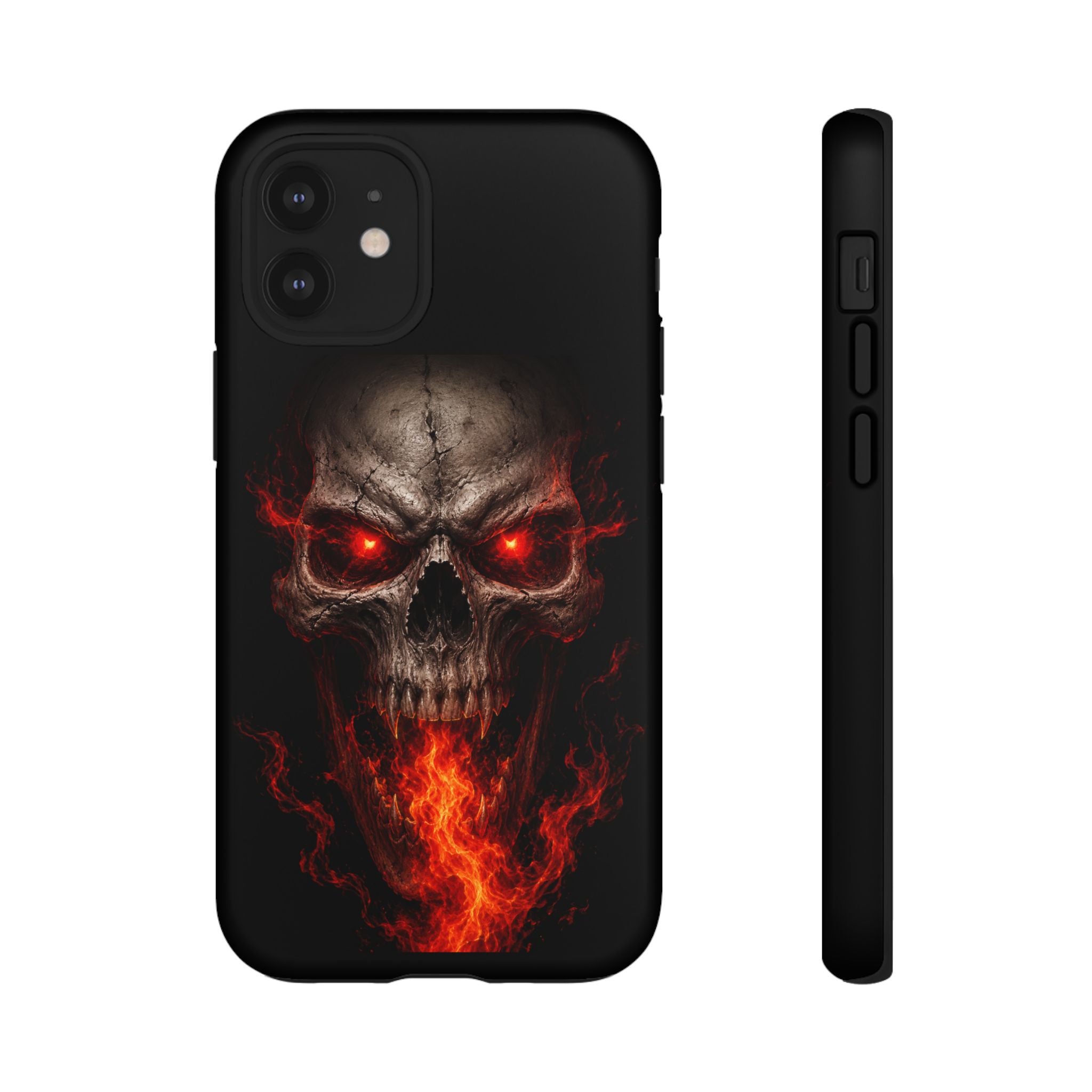 Flaming Skull Tough Case — Heavy-Duty Phone Case with Red-Eye Skull Design