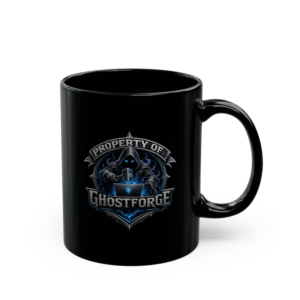 GhostForge Studio Logo Black Mug — Property of GFs Coffee Cup (11oz/15oz)
