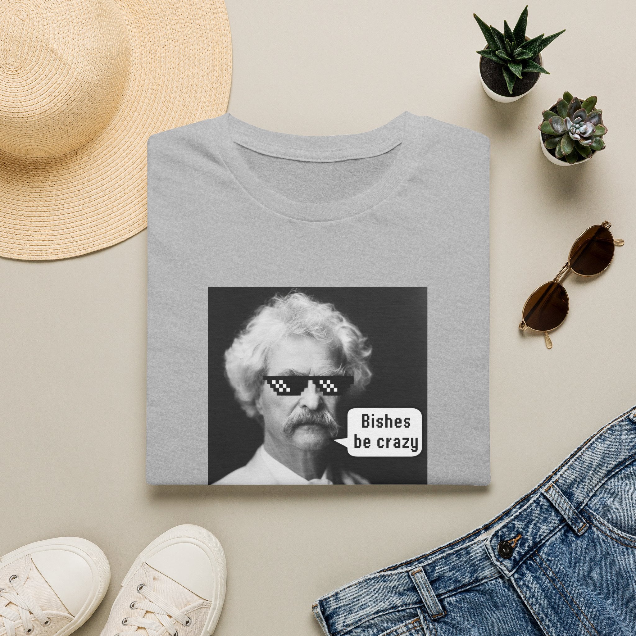 T-Shirt — Retro Mark Twain Meme Tee “Bishes Be Crazy”