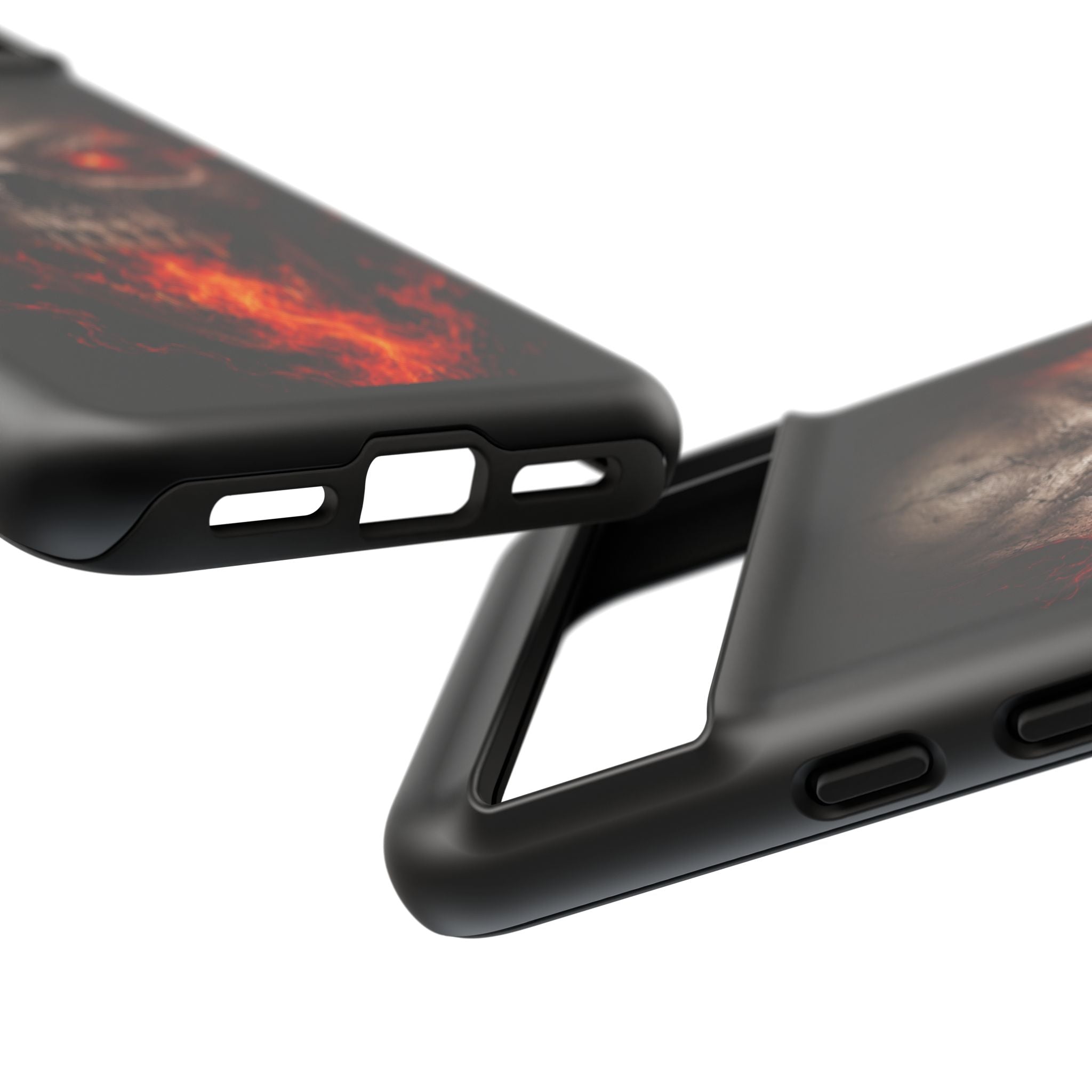Flaming Skull Tough Case — Heavy-Duty Phone Case with Red-Eye Skull Design