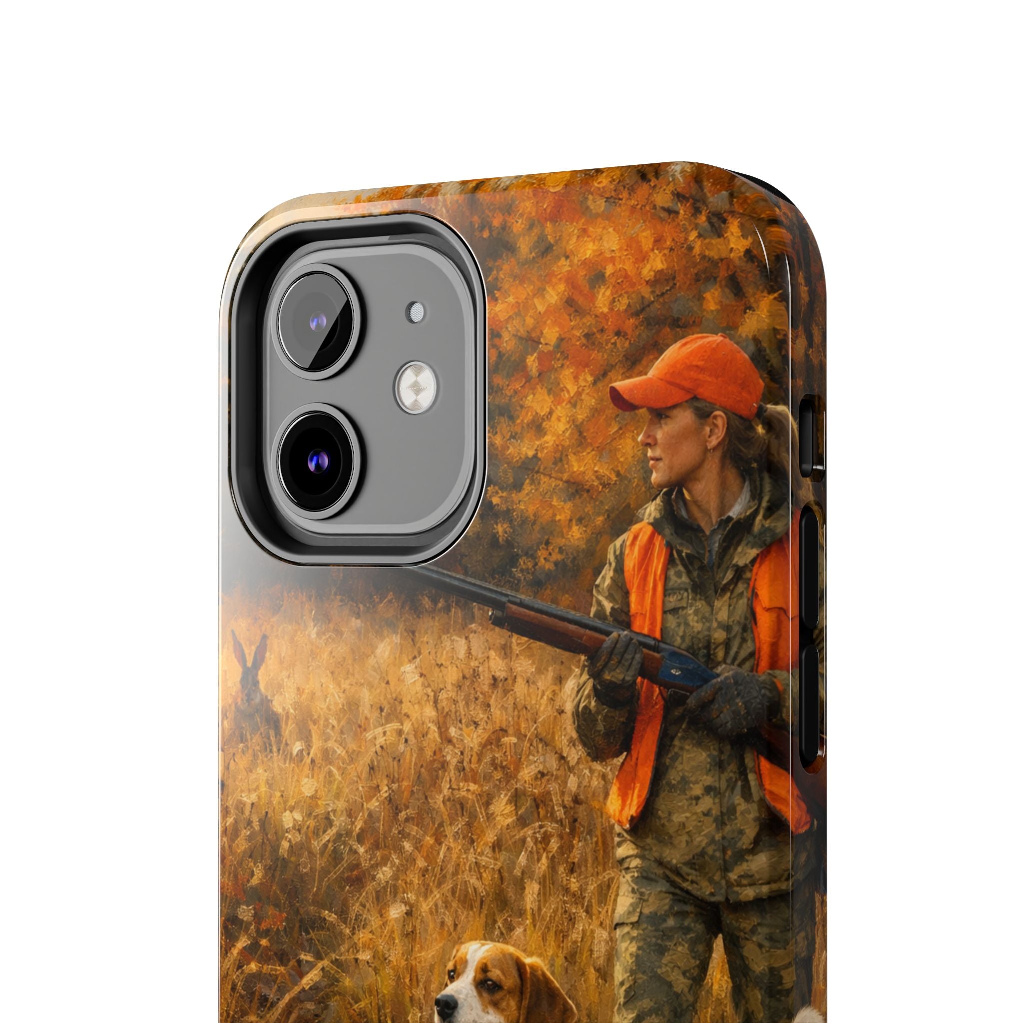 Hunting Scene Tough Phone Case — Hunter & Beagle Autumn Field Protective Cover