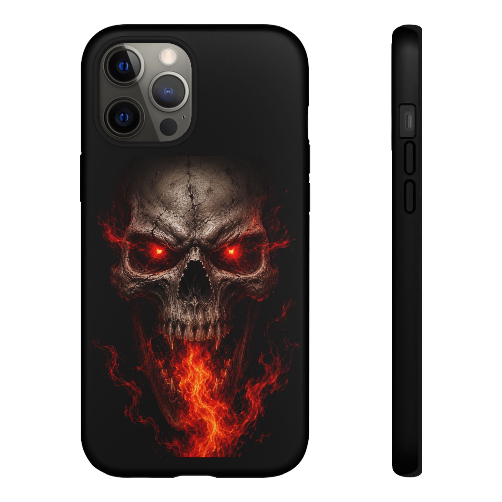 Flaming Skull Tough Case — Heavy-Duty Phone Case with Red-Eye Skull Design