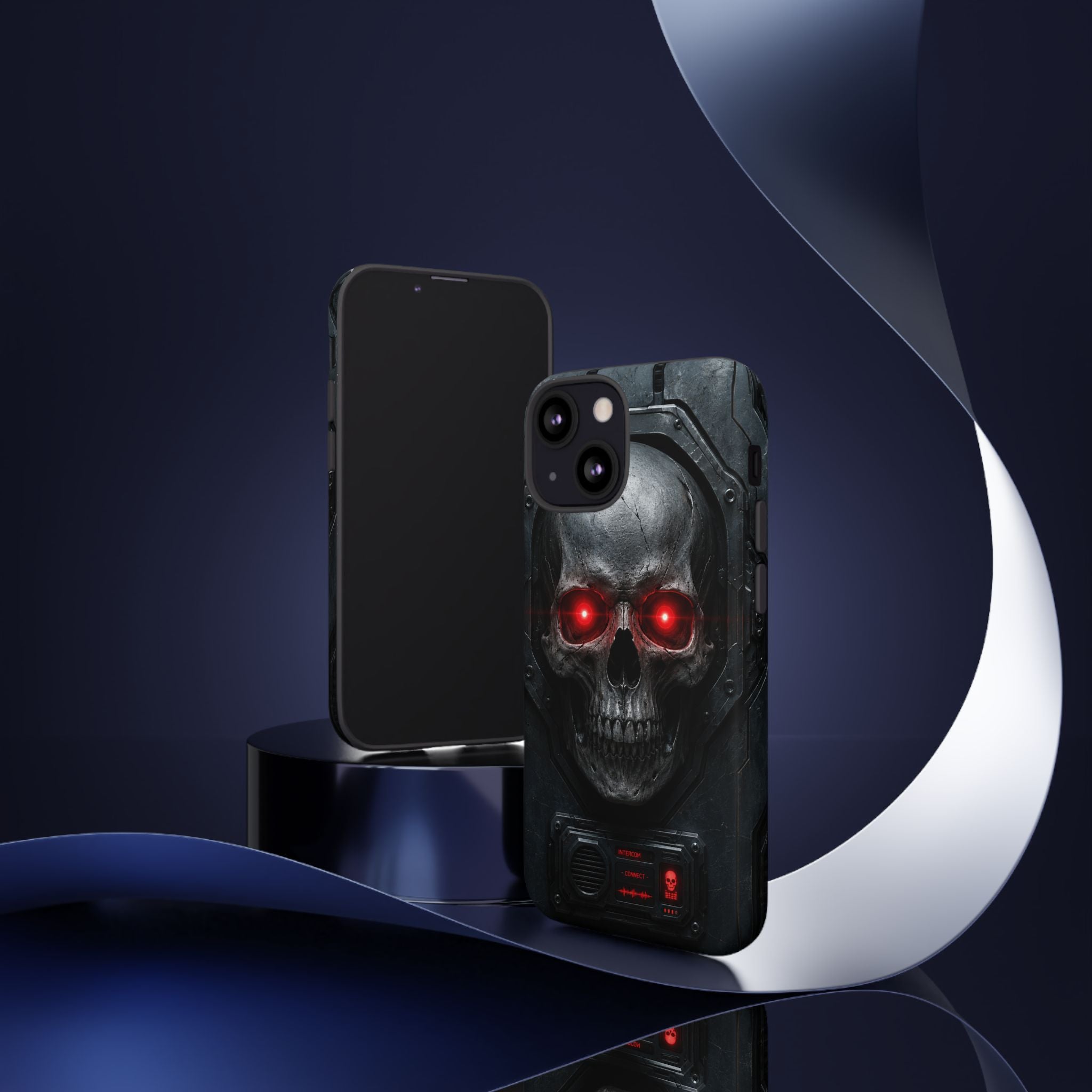 Skull Sentinel Phone Case — Red-Eyed Tactical Skull Protective Case