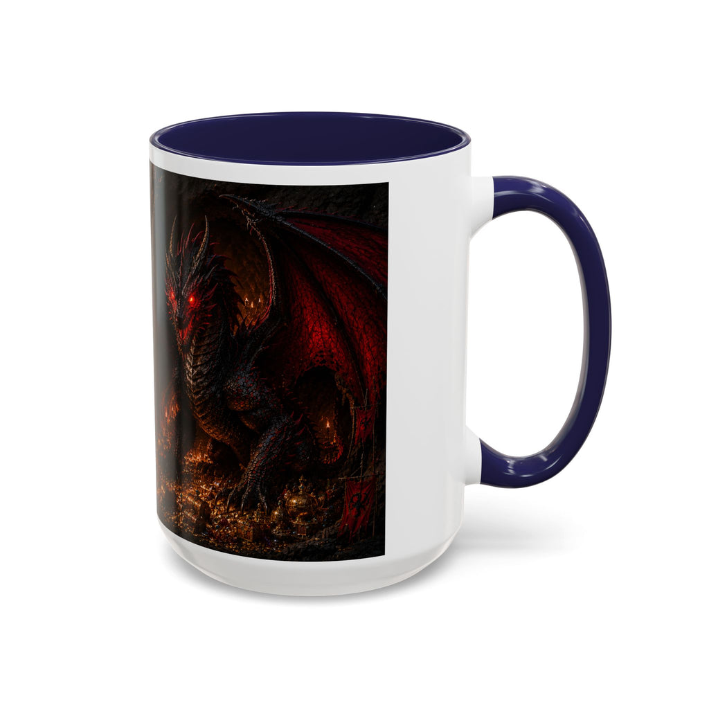 Dragon Coffee Mug — Dark Fantasy Red-Eyed Dragon Accent Mug (11/15oz)