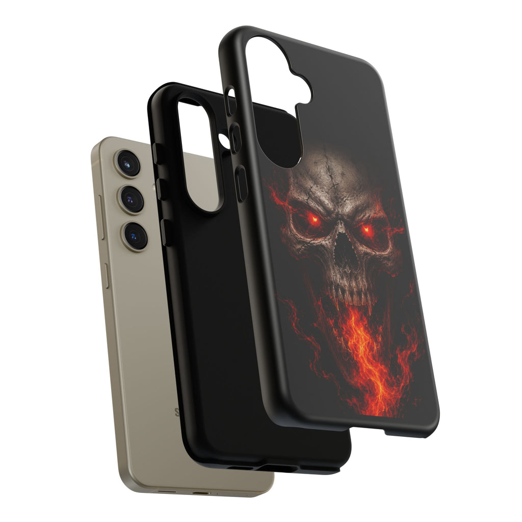 Flaming Skull Tough Case — Heavy-Duty Phone Case with Red-Eye Skull Design
