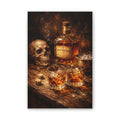 Bourbon Still Life Canvas Print — Skull & Whiskey Bar Art