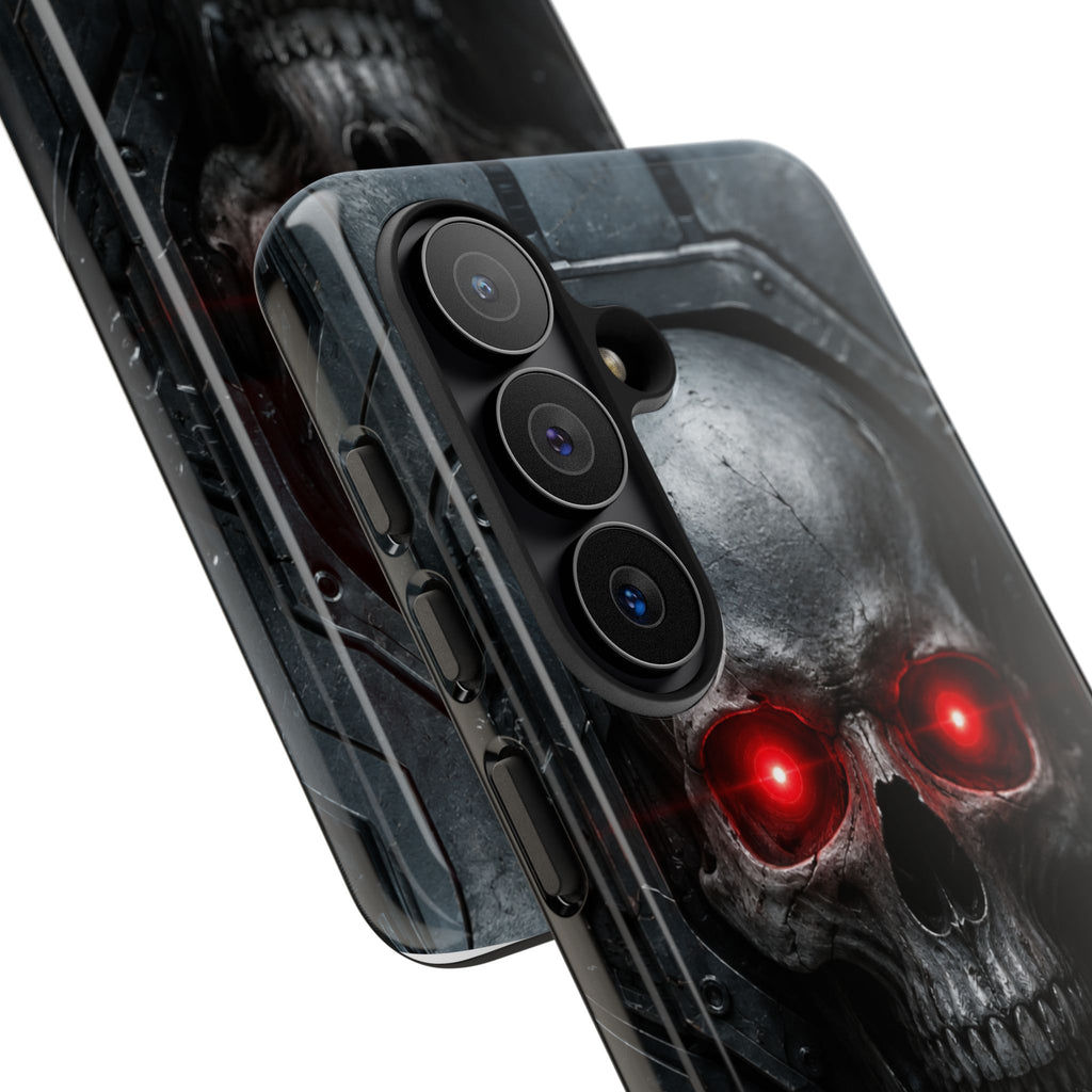 Skull Sentinel Phone Case — Red-Eyed Tactical Skull Protective Case