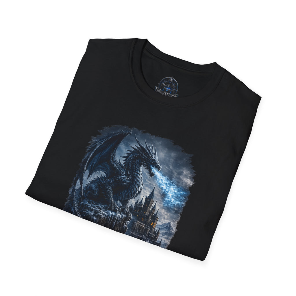 Ice Dragon Castle Graphic T-Shirt — Mystical Night Fantasy Tee
