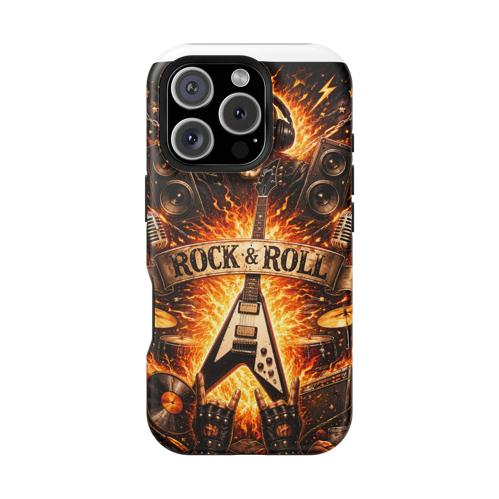 Rock & Roll Skull Guitar Phone Case — Magnetic Impact-Resistant